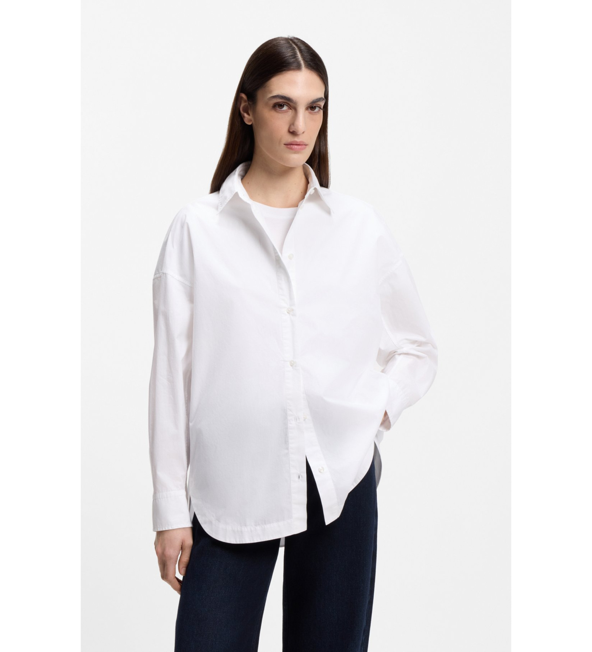 BOSS für Damen. 50553890 Bostatta Hemd weiß (44), Lässig, Baumwolle, Langarm