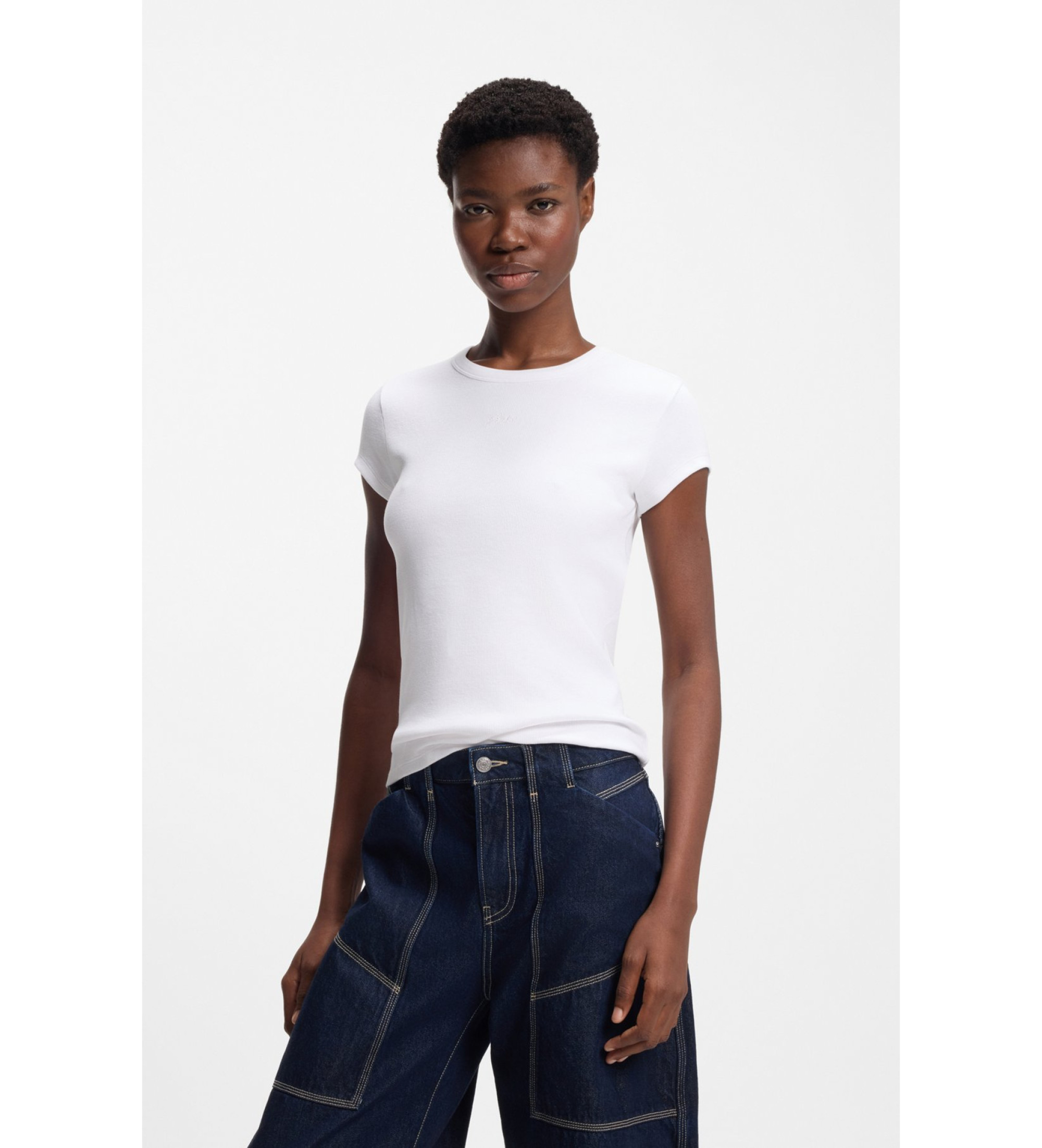 BOSS für Damen. 50554675 Ecute T-shirt weiß (M), Lässig, Baumwolle, Kurzarm