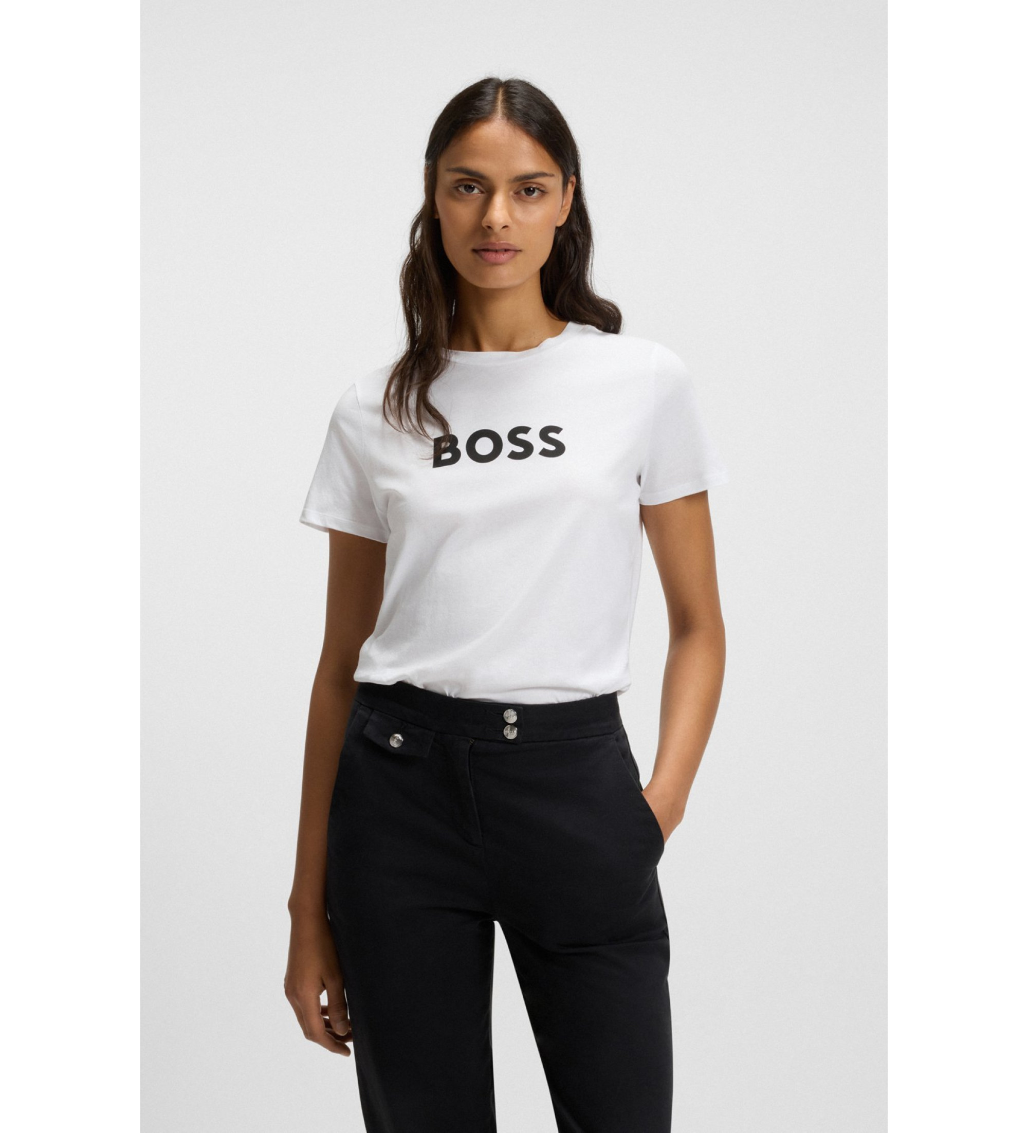 BOSS für Damen. 50501139 Elogo T-shirt weiß (M), Lässig, Baumwolle, Kurzarm