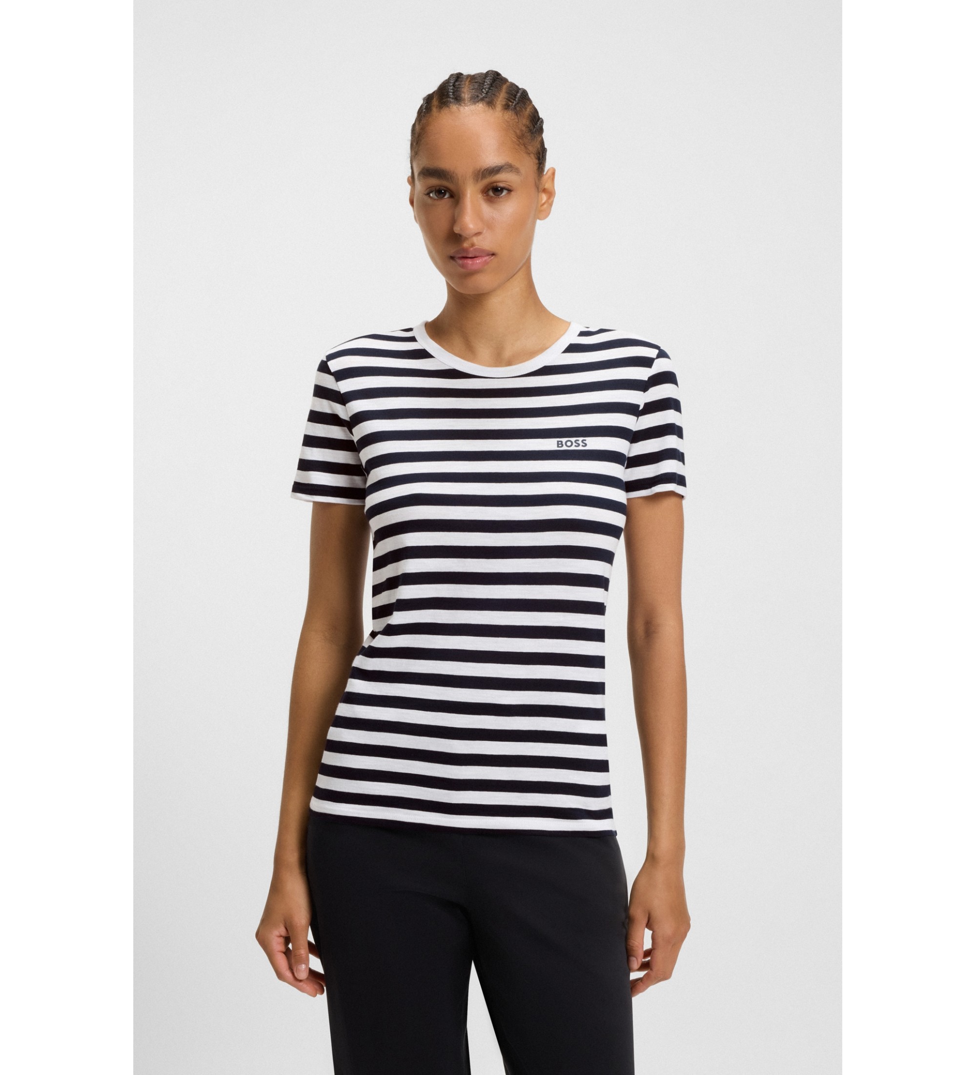 BOSS für Damen. 50504192 T-shirt Esla navy (S), Lässig, Baumwolle, Kurzarm, Marine