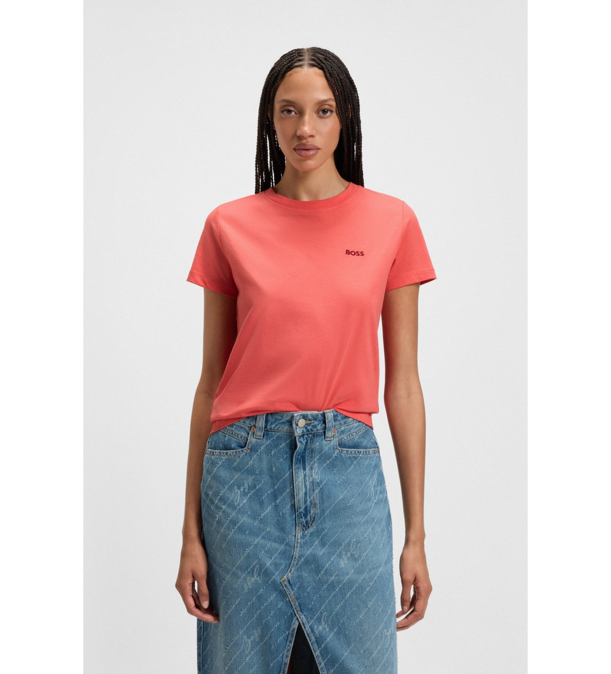 BOSS für Damen. 50506973 Esogo T-shirt rot (S), Lässig, Baumwolle, Kurzarm