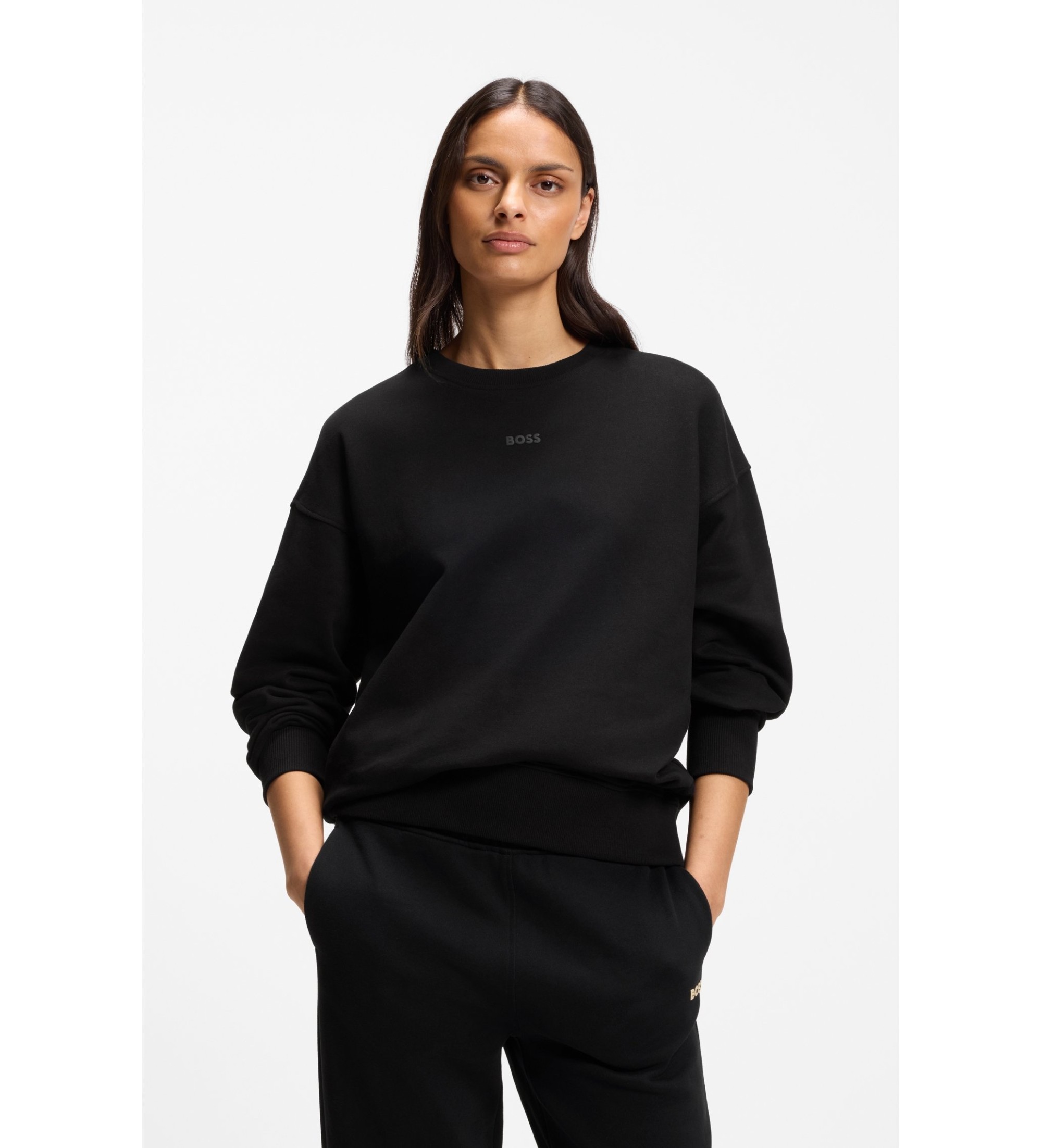 BOSS für Damen. 50534821 Sweatshirt Eteia schwarz (M), Lässig, Baumwolle