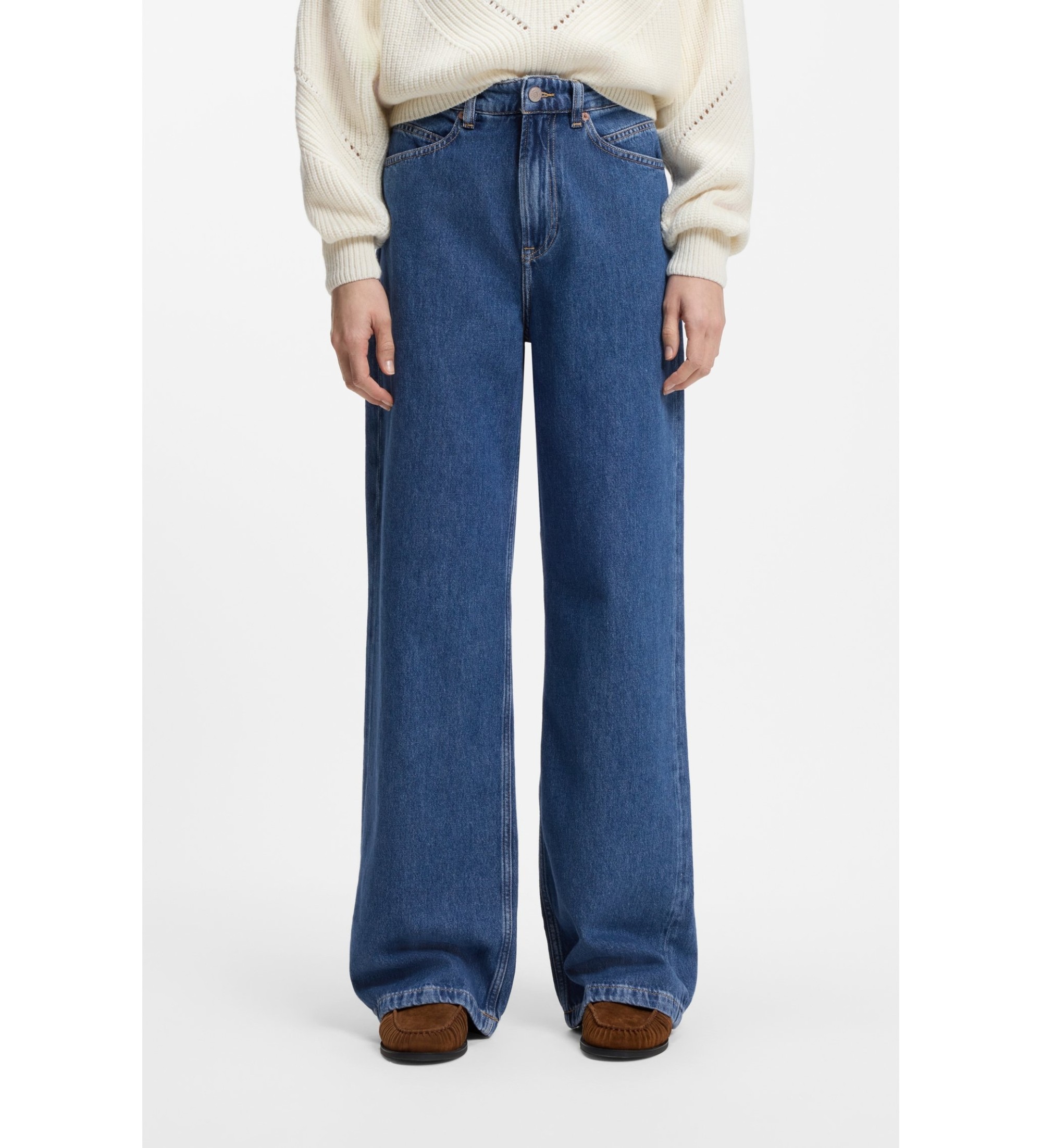 BOSS für Damen. 50552093 Blaue Regular Fit Jeans mit weitem Bein (27/32), Lässig, Denim