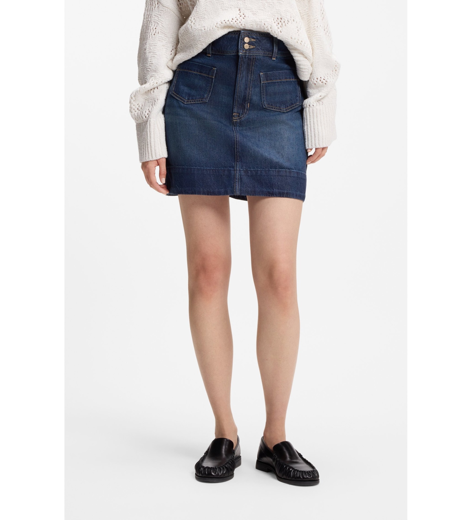 BOSS für Damen. 50559404 Blauer einfarbiger Minirock (35), Lässig, Baumwolle, Denim