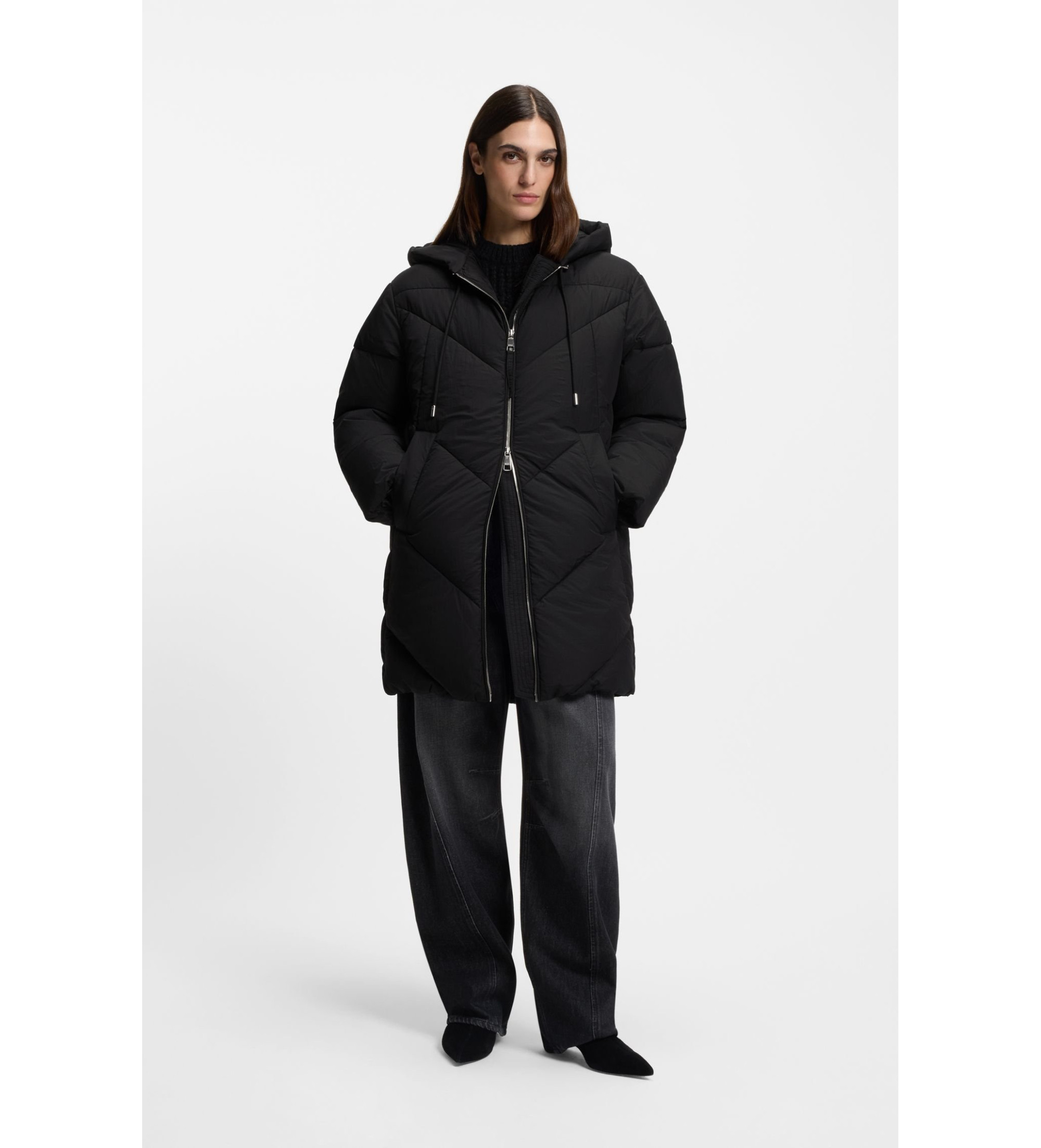 BOSS für Damen. 50548027 Piapolly Mantel schwarz (S), Lässig, Polyester