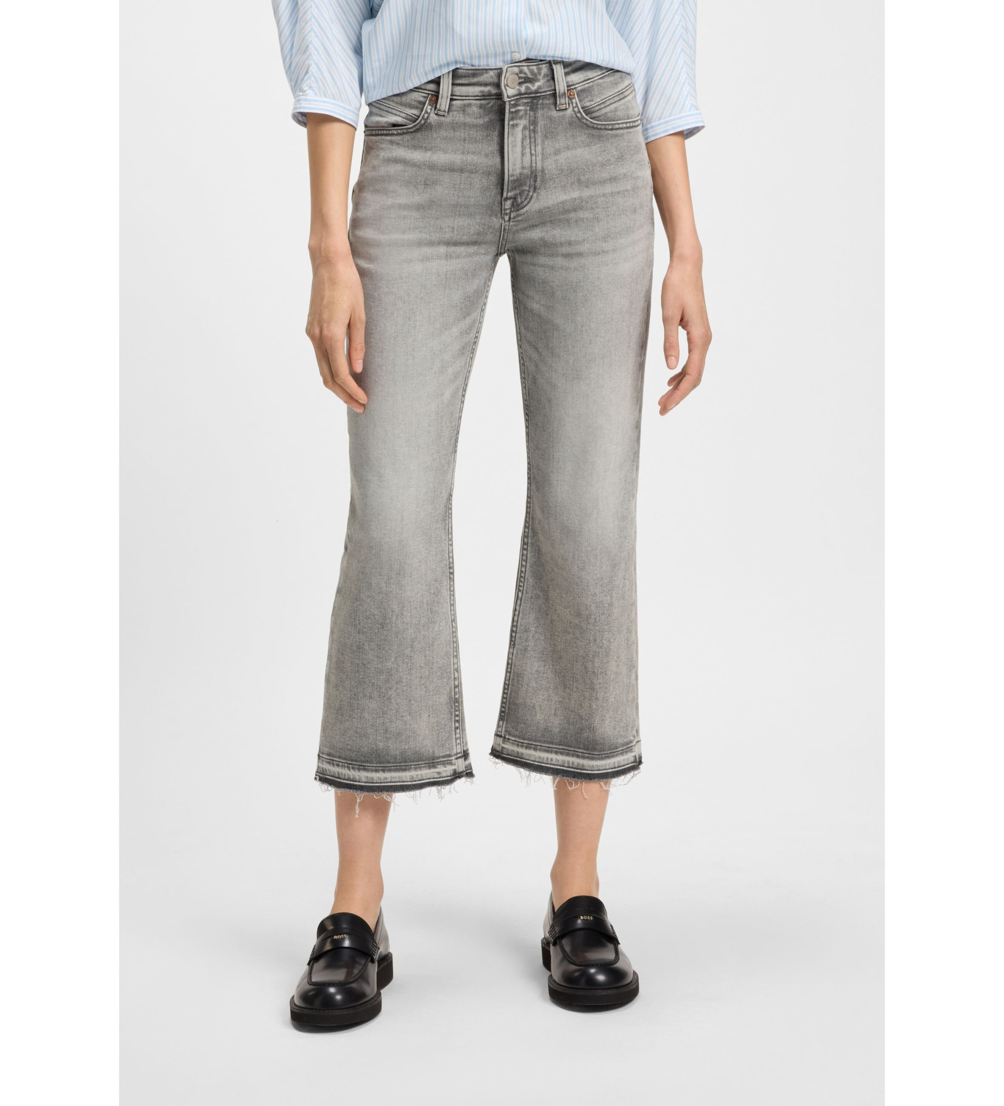 BOSS für Damen. 50541615 Jeans Soft Kick Flare Mr grau (29), Lässig, Baumwolle, Denim