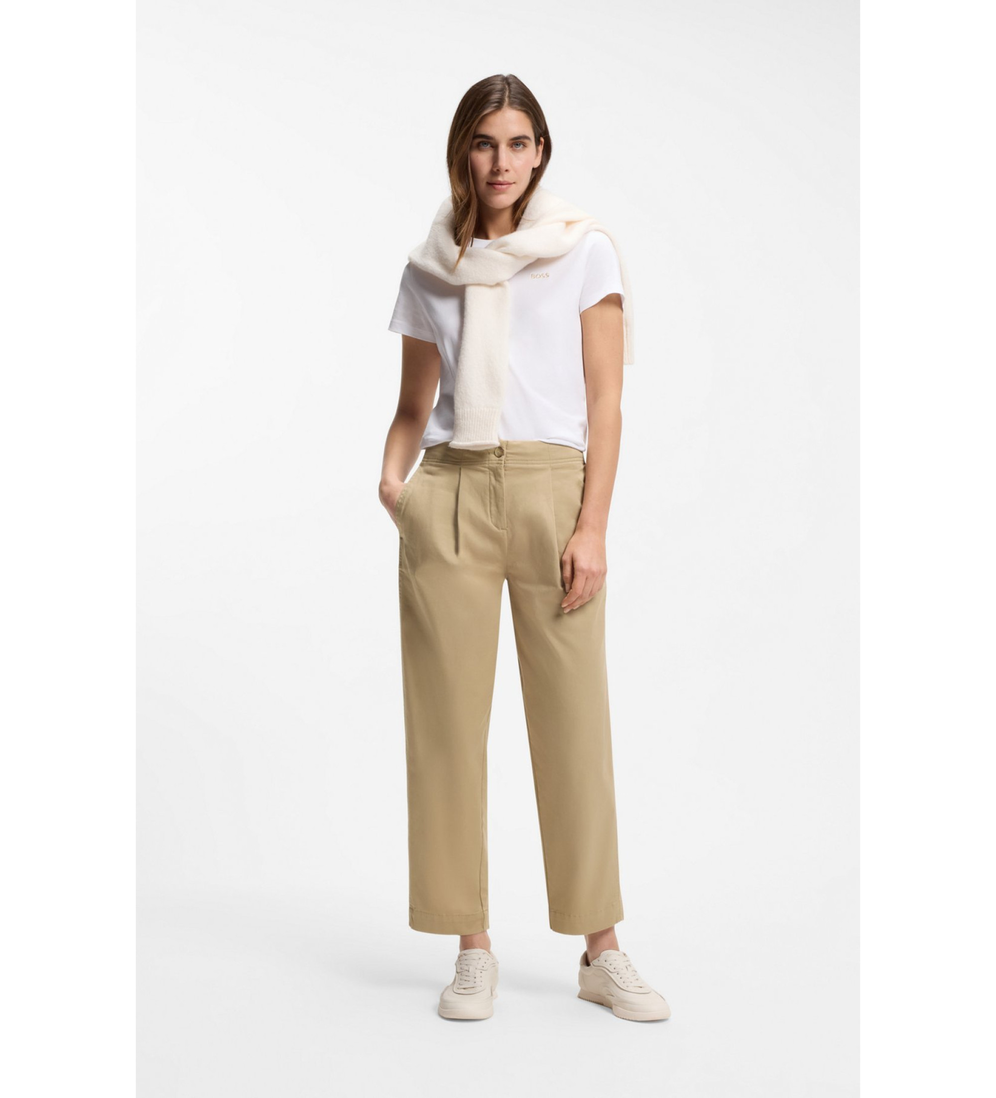 BOSS für Damen. 50556593 Taquina beige Hose (40), Lässig, Baumwolle