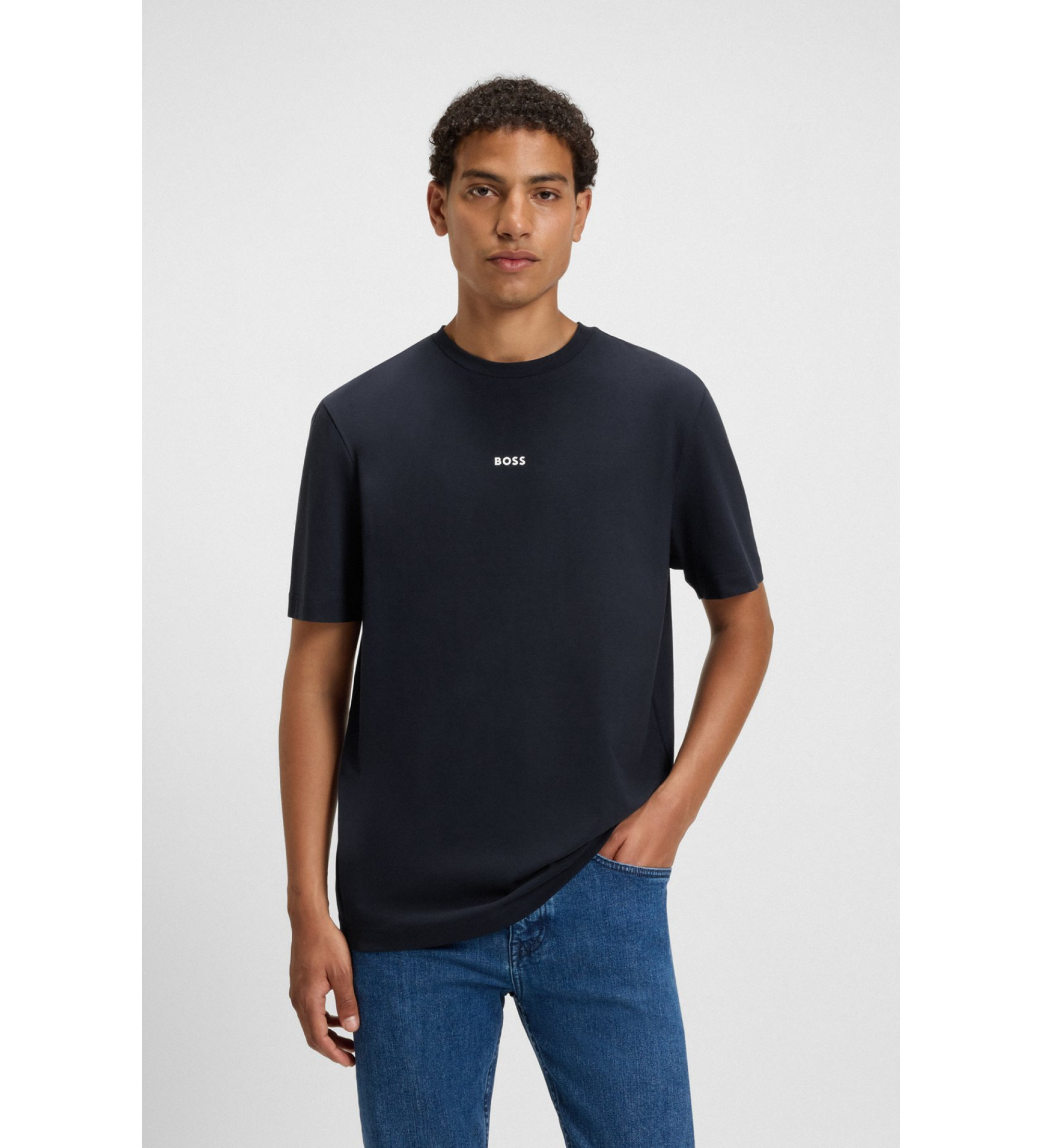 BOSS für Herren. 50473278 T-shirt Chup navy (L), Lässig, Baumwolle, Kurzarm, Marine