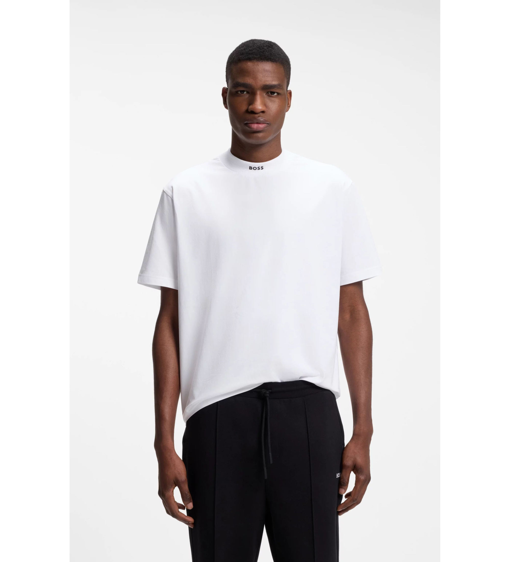 BOSS für Herren. 50562120 T-Shirt Weißer Kragen (L), Lässig, Baumwolle, Kurzarm