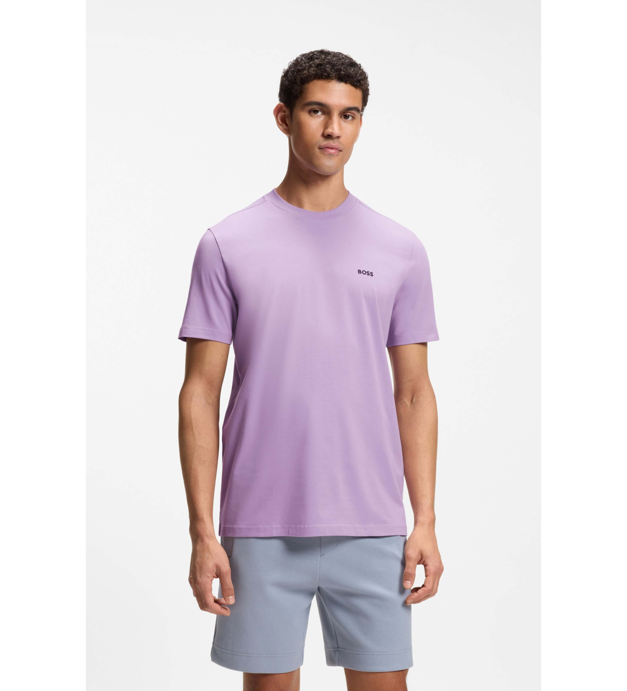 BOSS für Herren. 50506373 T-Shirt Detail lila (M), Lässig, Flieder, Baumwolle, Kurzarm
