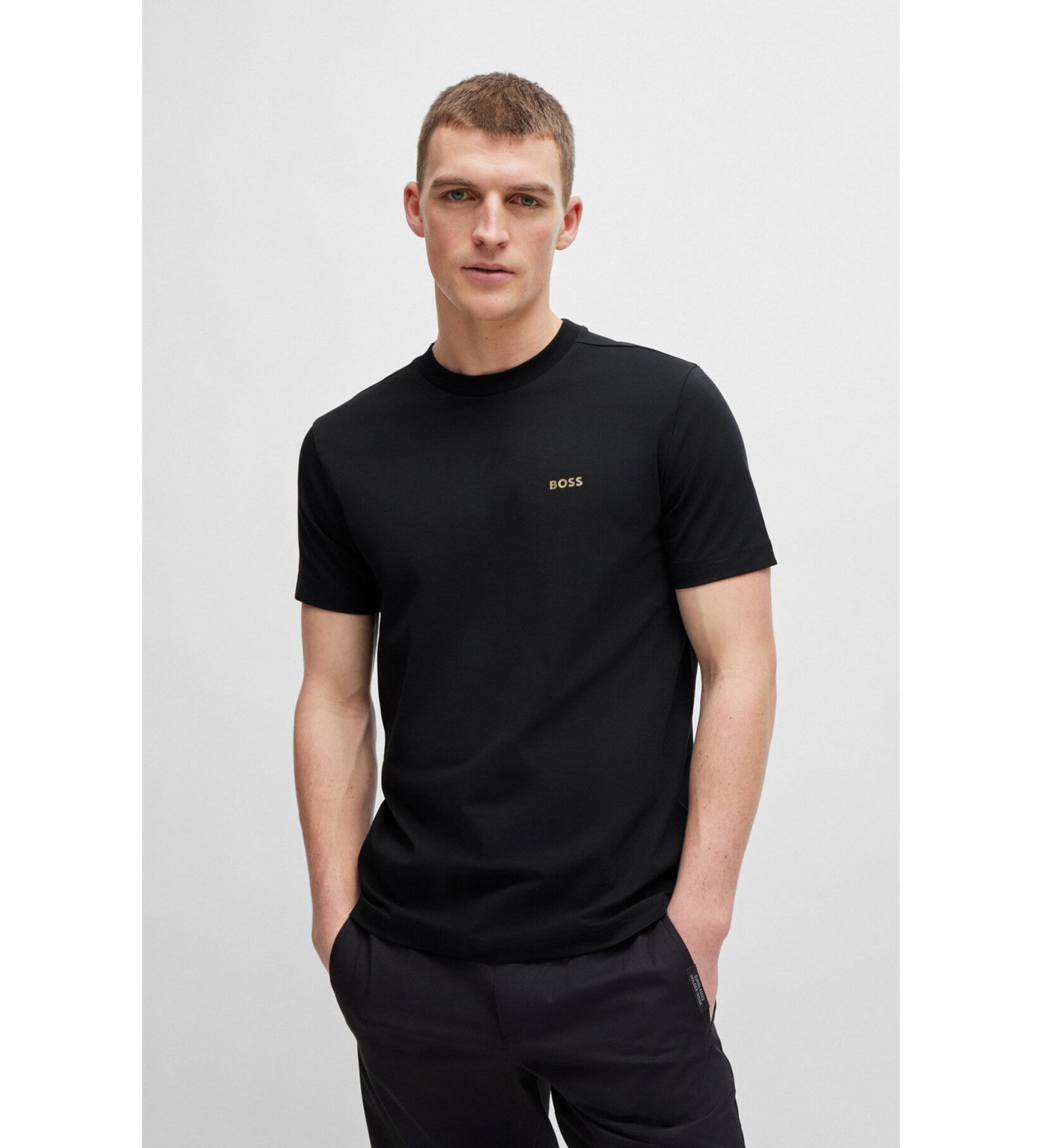 BOSS für Herren. 50506373 Elastisches T-shirt schwarz (S), Lässig, Baumwolle, Kurzarm