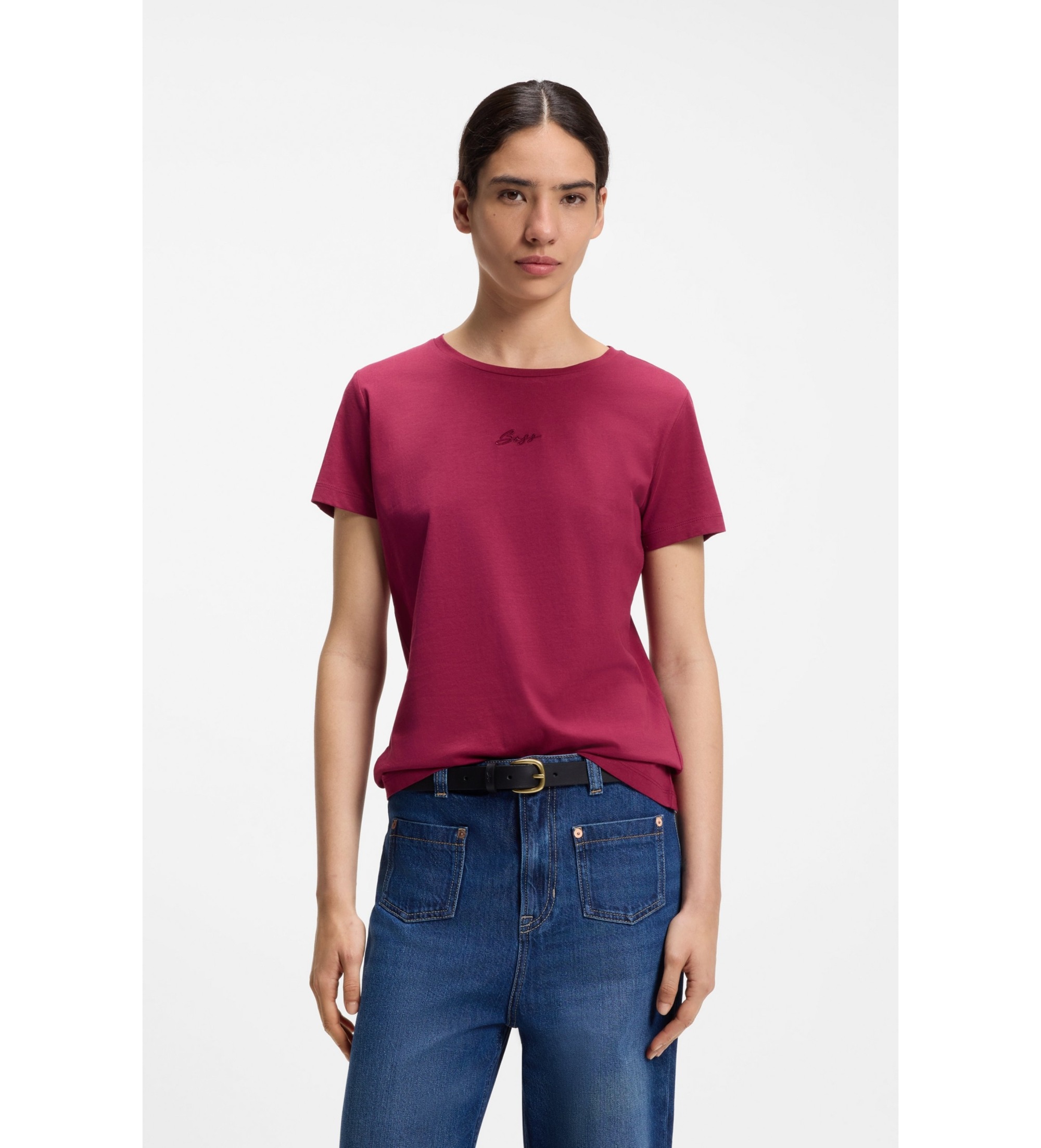 BOSS für Damen. 50554696 T-Shirt Elove dunkelrot (XL), Lässig, Baumwolle, Kurzarm