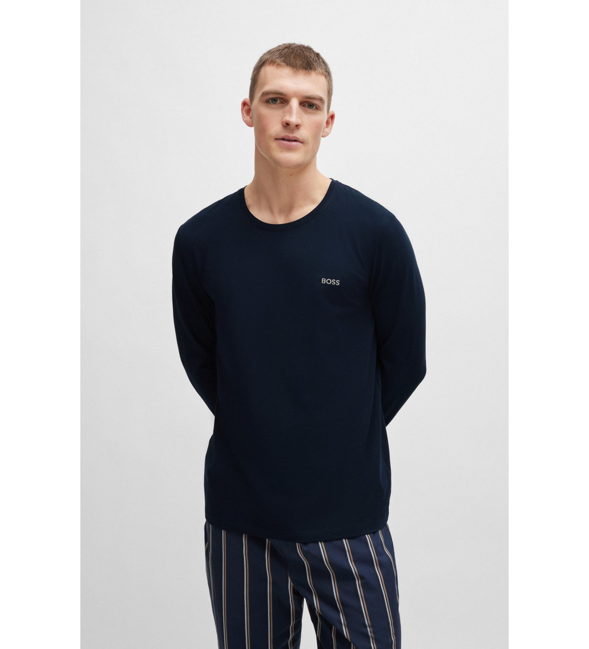 BOSS für Herren. 50515390 T-shirt Mix&Match navy (S), Heimtextilien, Baumwolle, Langarm, Marine