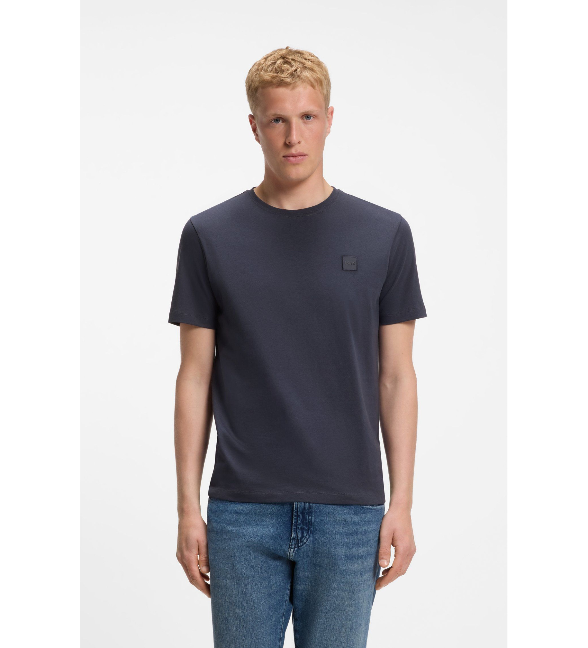 BOSS für Herren. 50508584 T-Shirt Tales marineblau (L), Lässig, Baumwolle, Kurzarm