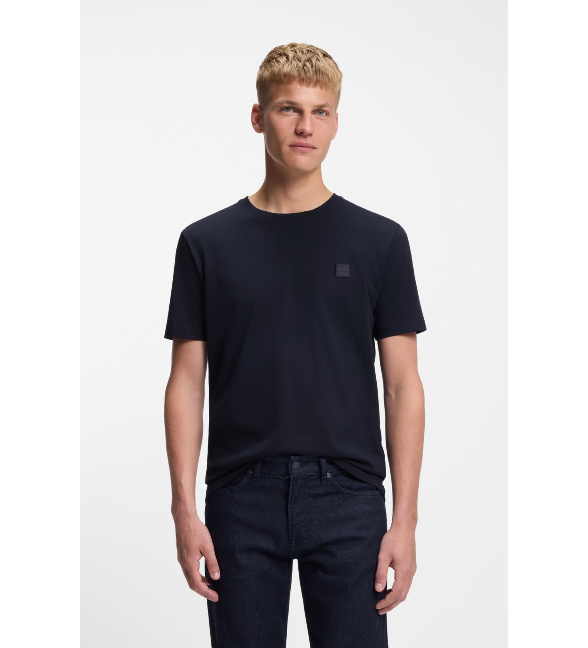 BOSS für Herren. 50508584 Tales navy T-Shirt (S), Lässig, Baumwolle, Kurzarm, Marine