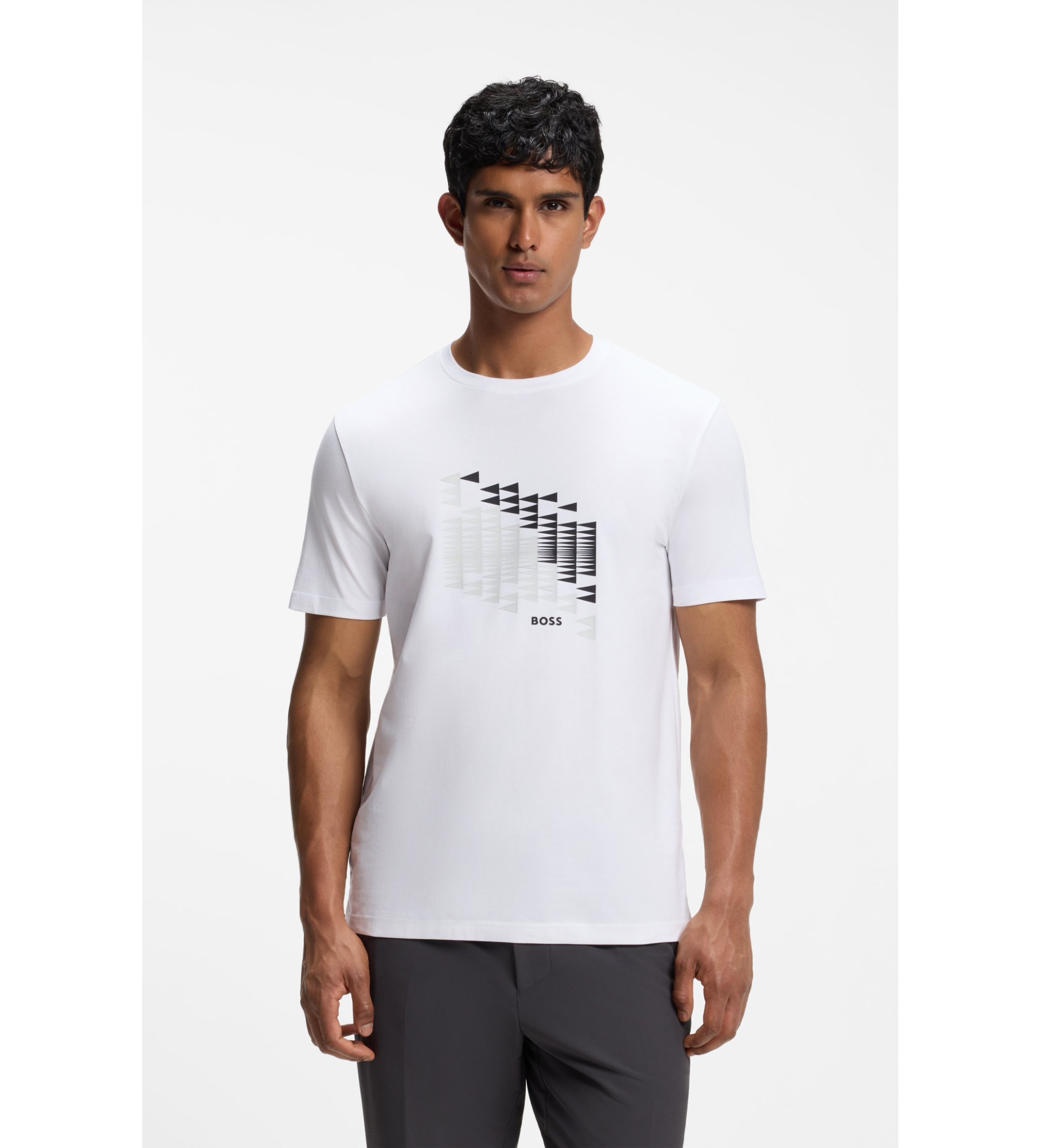 BOSS für Herren. 50566853 Weißes T-Shirt ?TS Network Flag? (M), Lässig, Baumwolle, Kurzarm