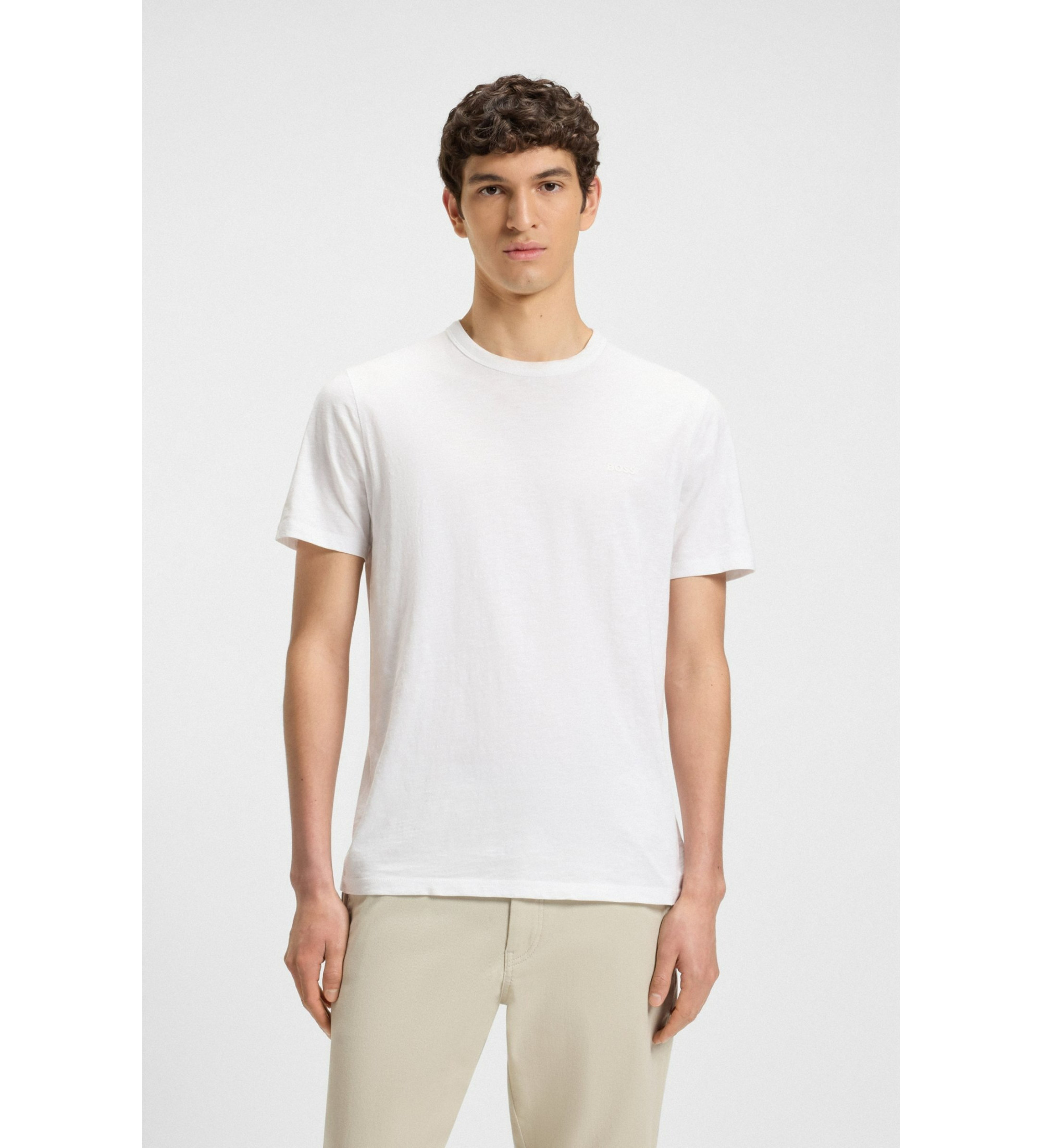 BOSS für Herren. 50508243 T-shirtGut weiß (L), Lässig, Baumwolle, Kurzarm