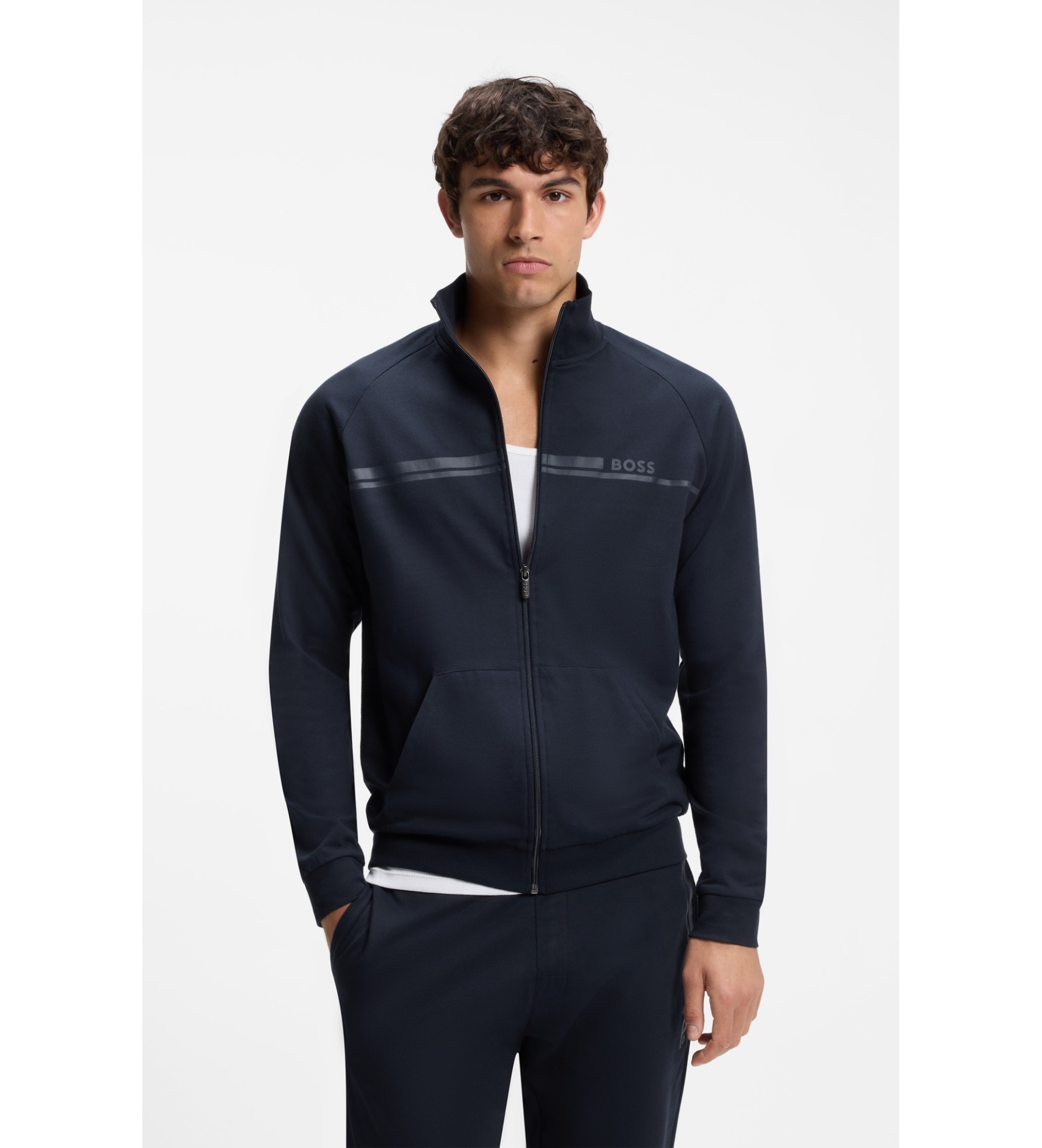 BOSS für Herren. 50554779 Jacke Authentic marineblau (S), Lässig, Sportlich, Baumwolle