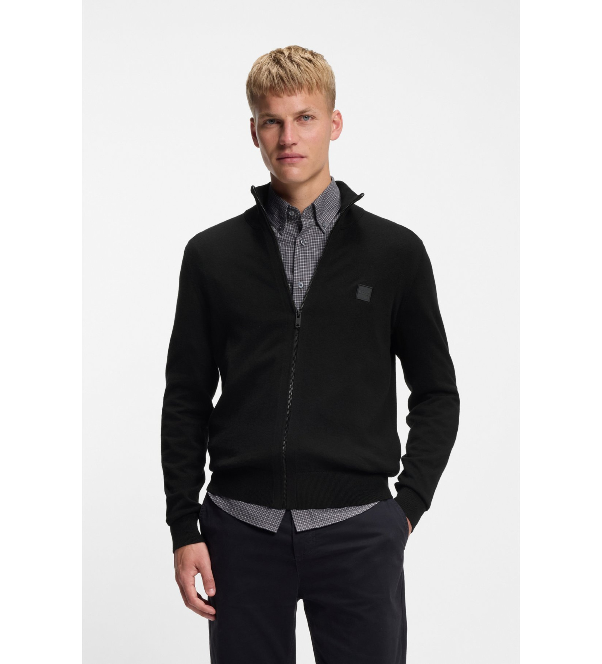 BOSS für Herren. 50543692 Kanozip Jacke schwarz (S), Lässig, Baumwolle