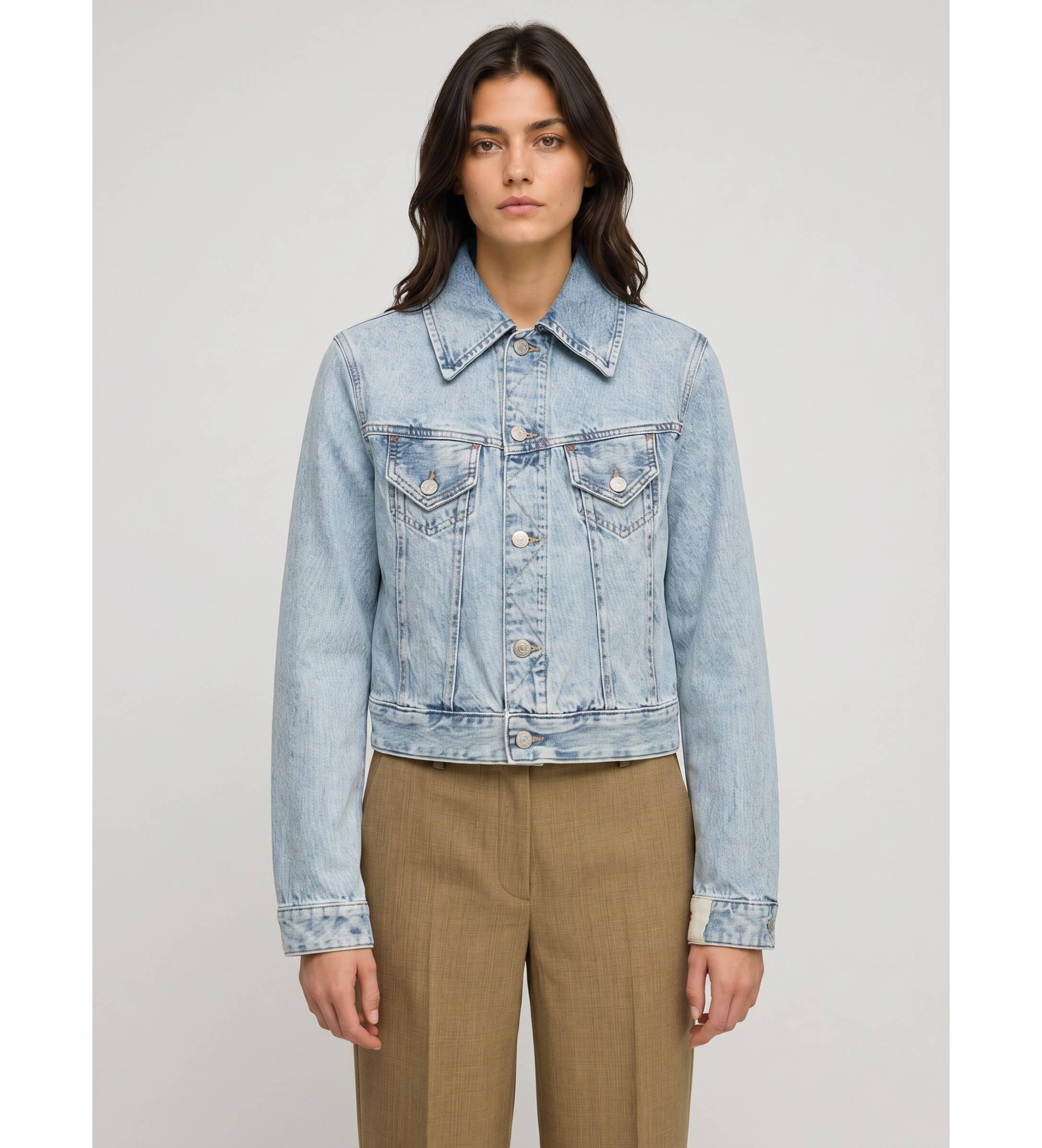 BOSS für Damen. 50564451 Blaue Trucker-Jacke (S), Lässig, Baumwolle