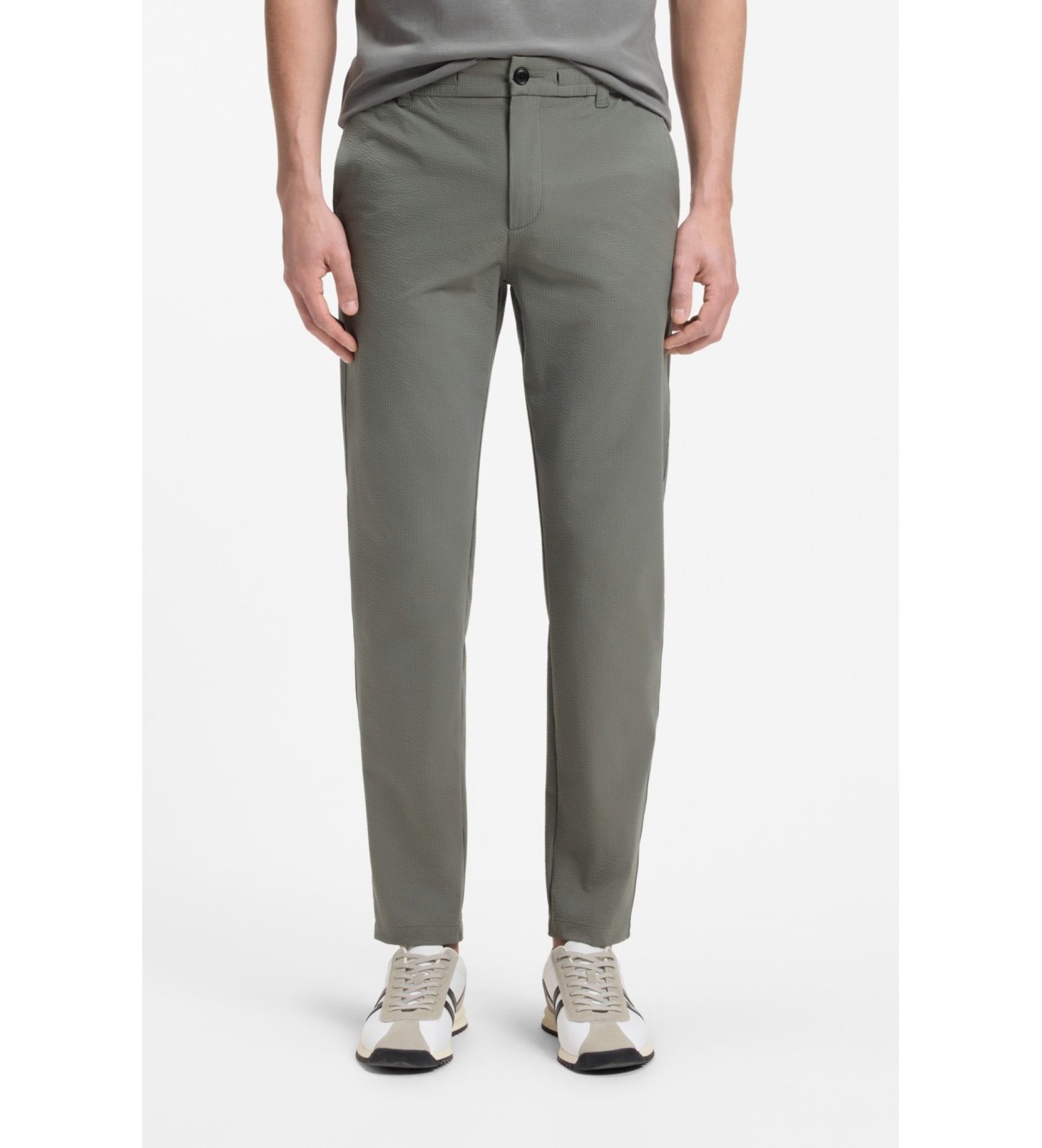 BOSS für Herren. 50562178 Graue konisch zulaufende Chino-Hose (35/36), Lässig, Baumwolle