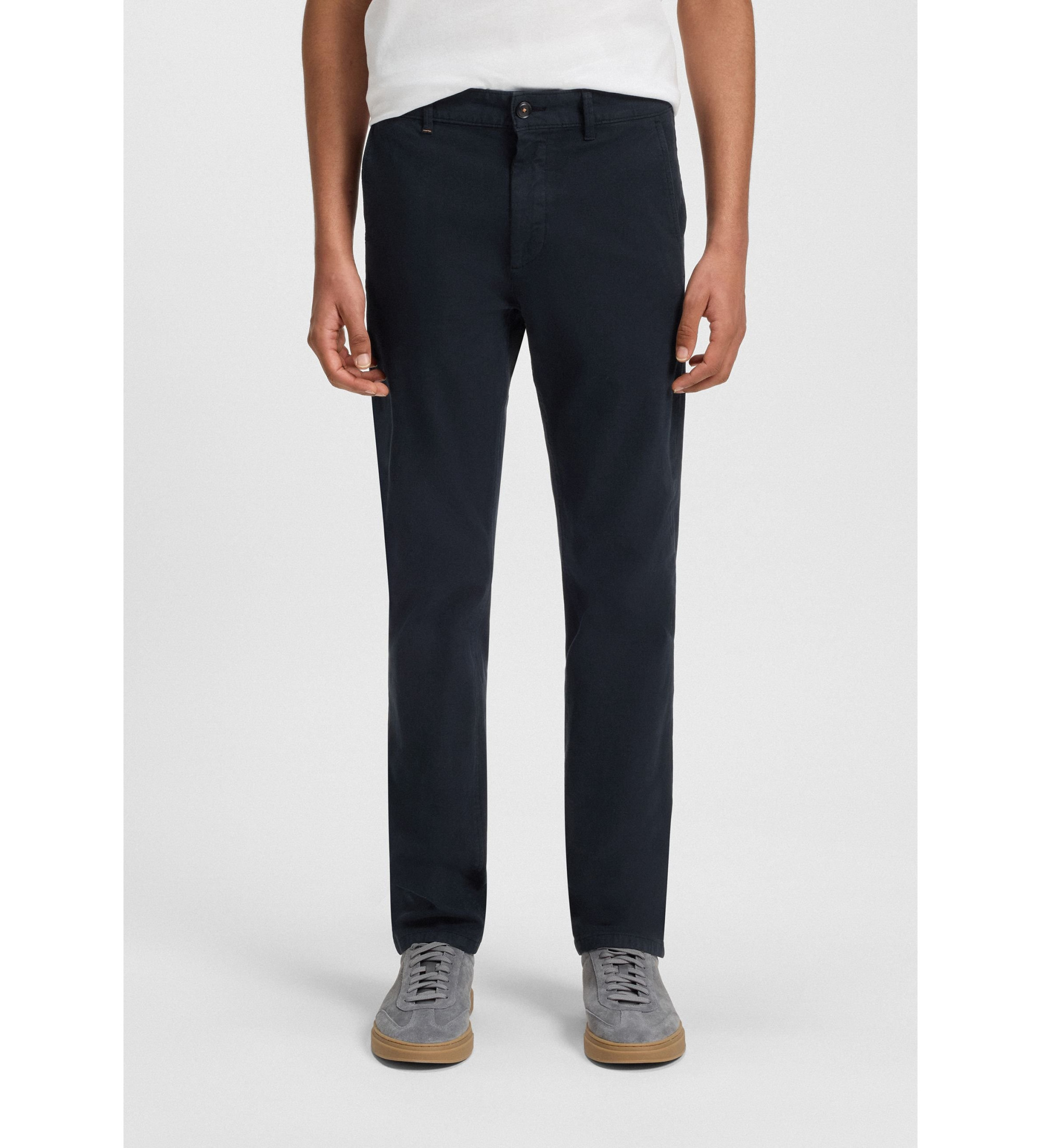 BOSSvoor mannen. 50548006 Marine Slim Chino Broek (33/32), Casual, Katoen, Marineblauw