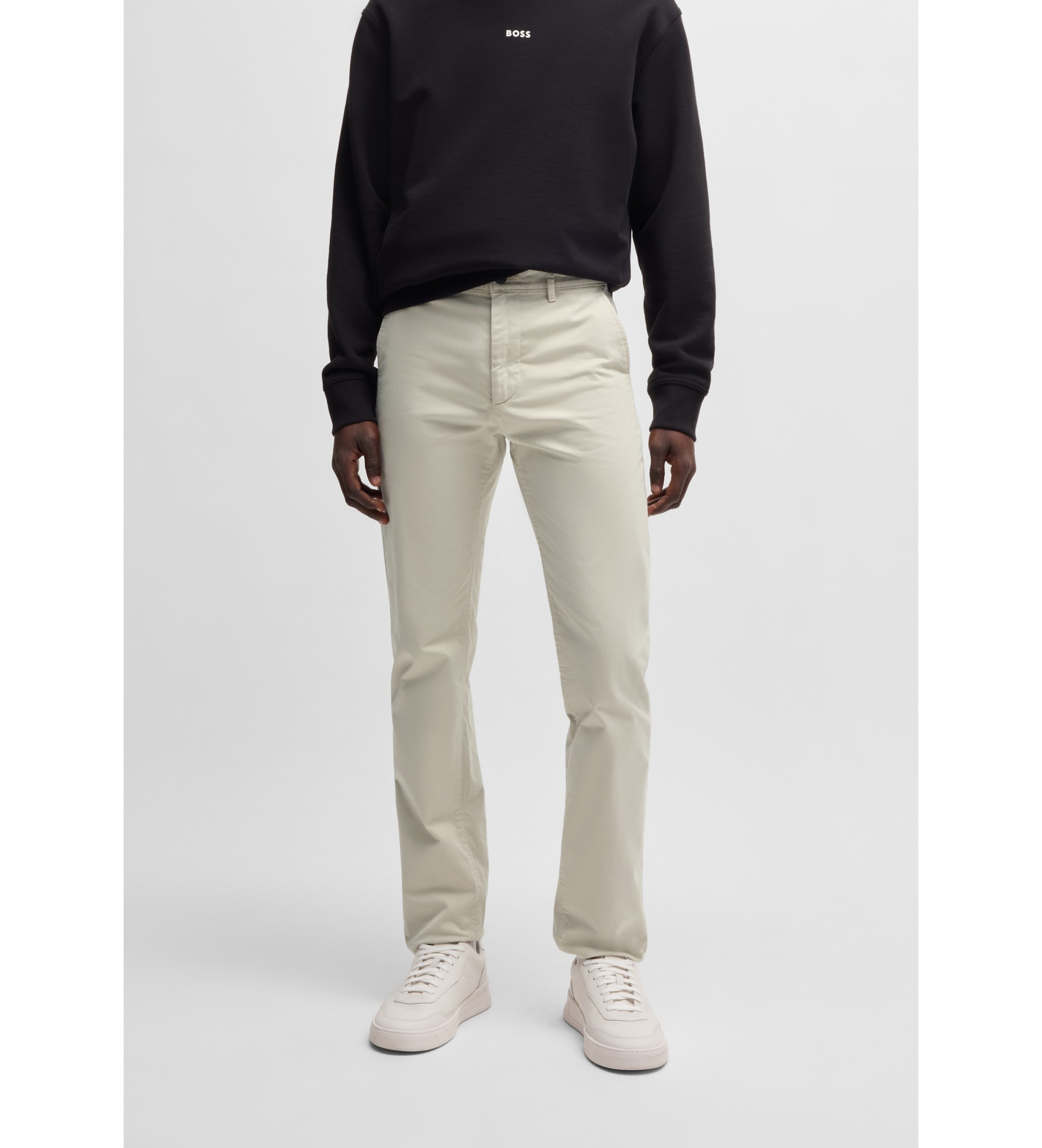 BOSSvoor mannen. 50510933 Beige Slim Chino Broek (34/32), Casual, Katoen