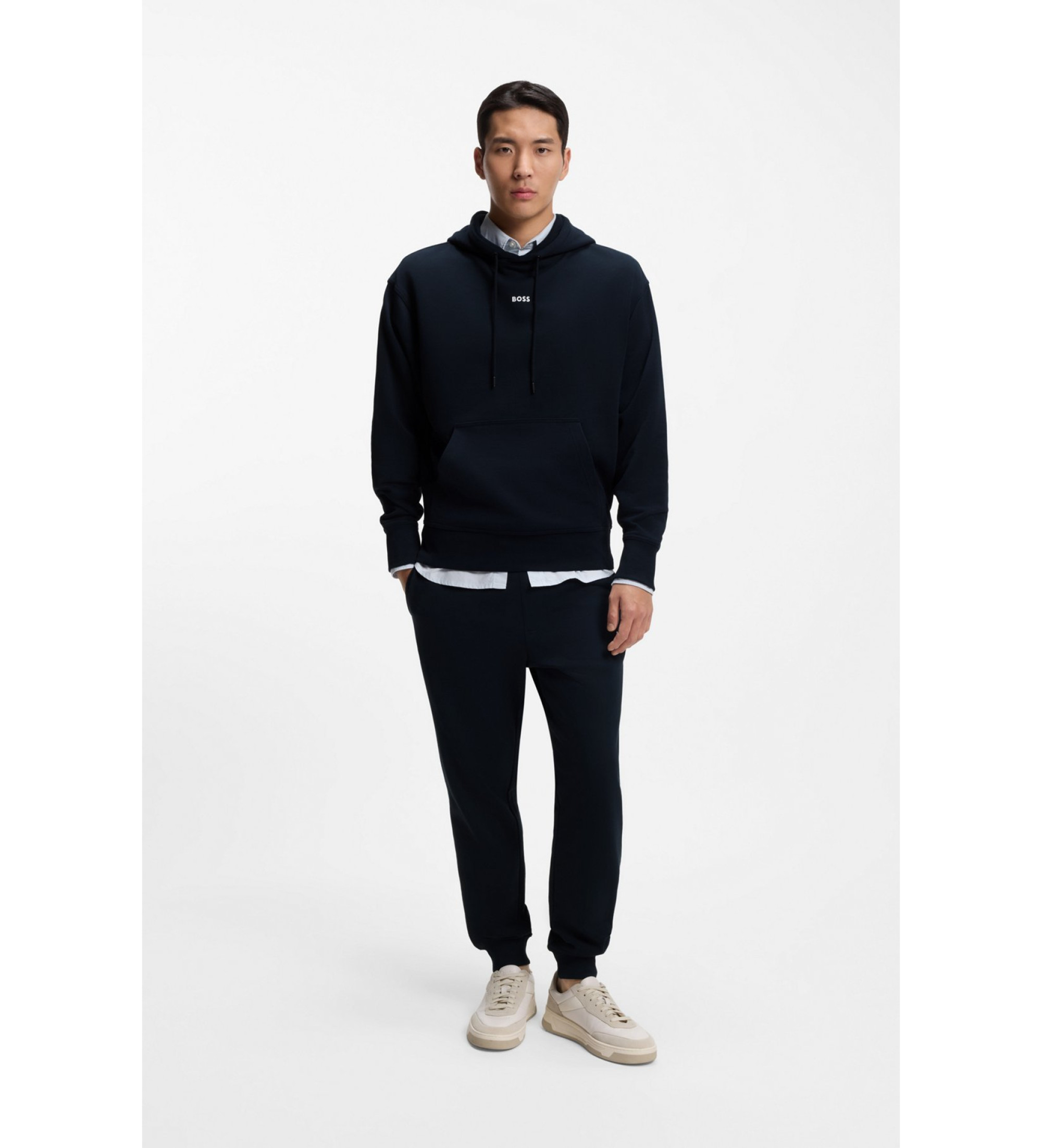 BOSS für Herren. 50541065 Trainingsanzug Wesmall navy (S), Lässig, Sportlich, Baumwolle, Multisport, Langarm, Marine