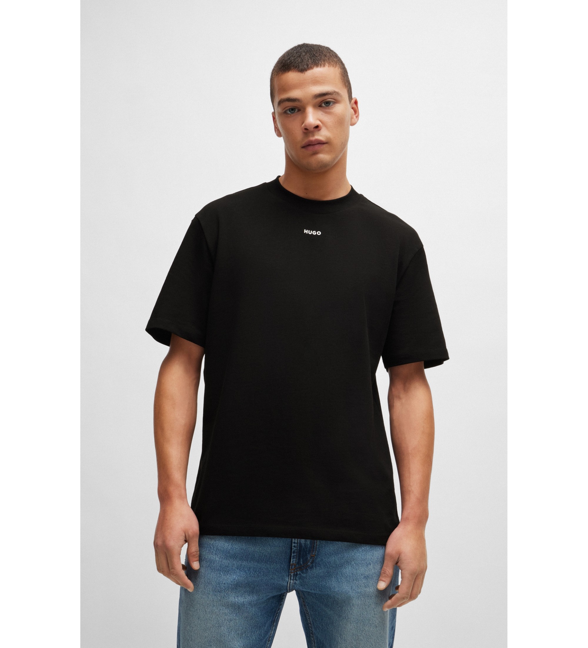 HUGO für Herren. 50488330 Dapolino T-shirt schwarz (L), Lässig, Baumwolle, Kurzarm