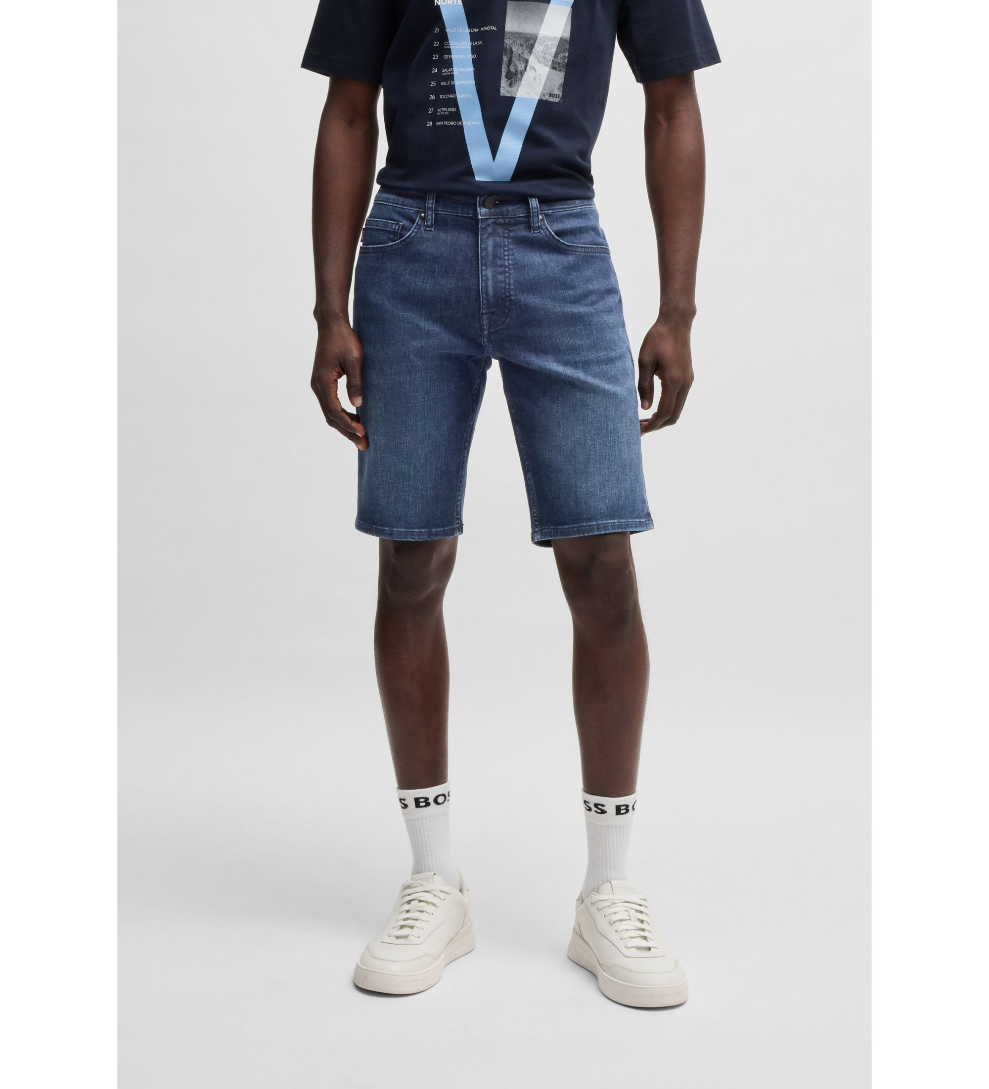 BOSSvoor mannen. 50537815 Korte broek Delaware Bo blauw (34), Casual, Katoen, Denim
