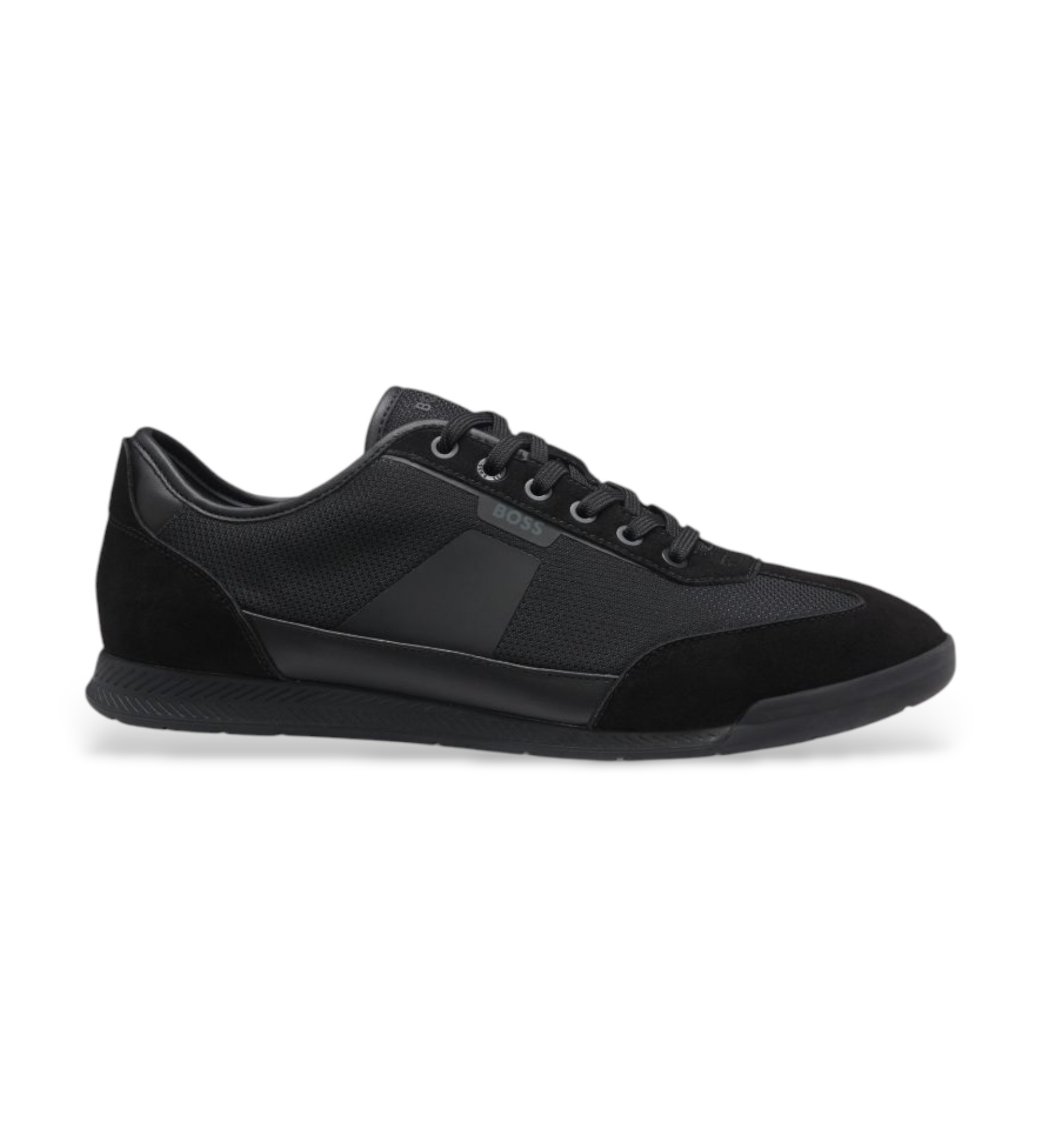 BOSS für Herren. 50563824 Turnschuhe mit Rillensohle schwarz (46), Wohnung, Schnürsenkel, Lässig