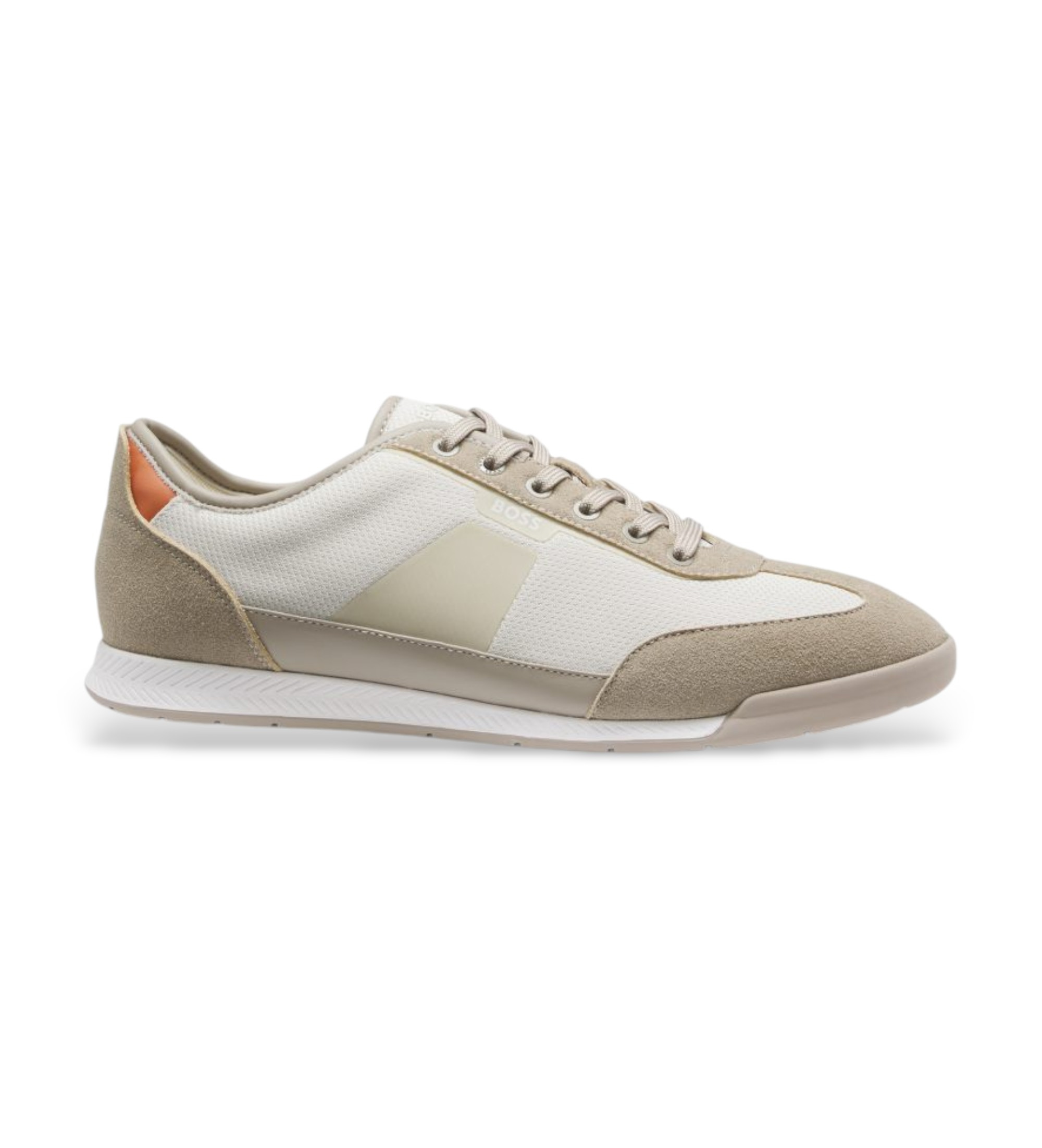 BOSS für Herren. 50563824 Turnschuhe mit beiger Rillensohle (43), Wohnung, Schnürsenkel, Lässig