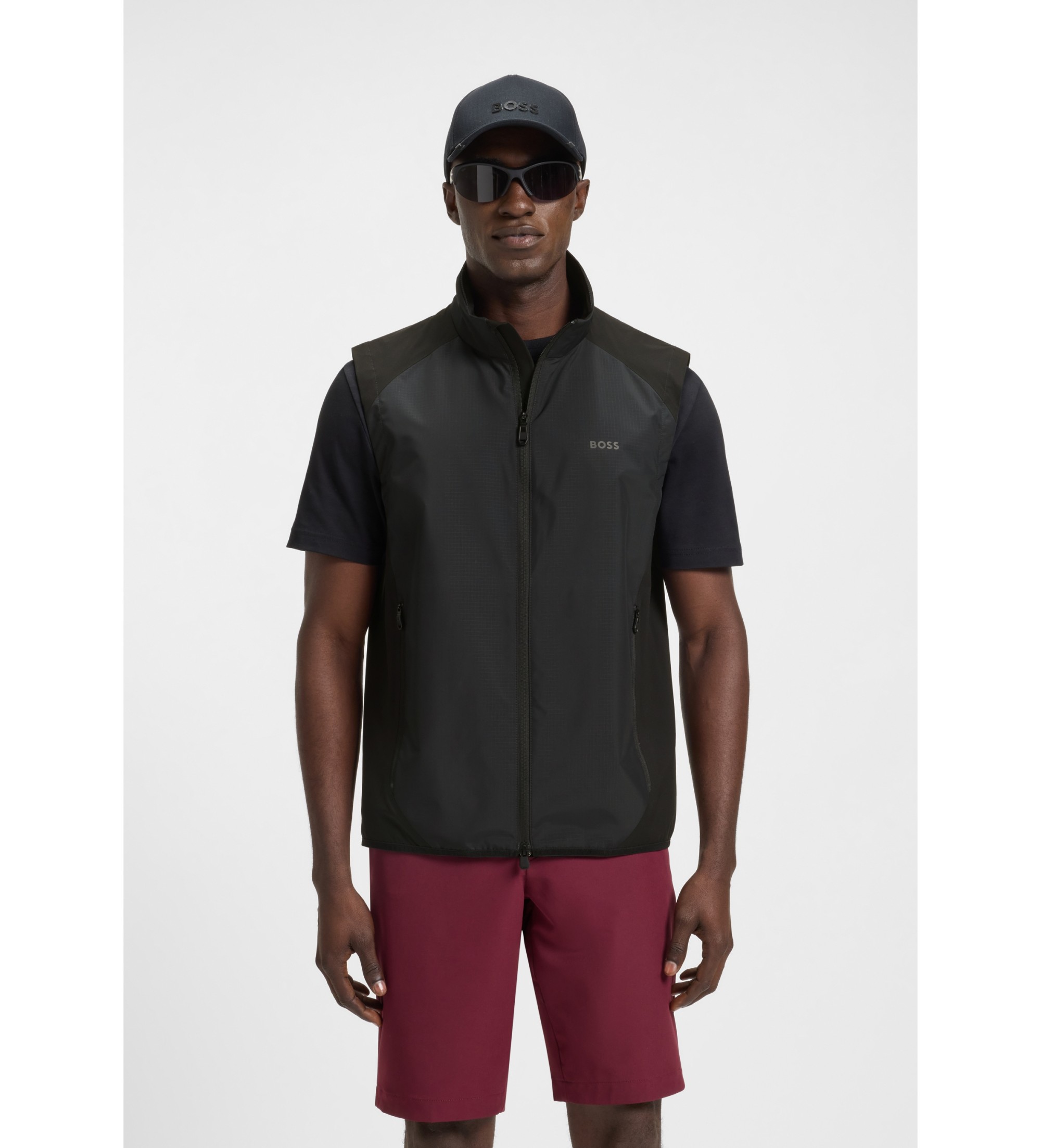 BOSS für Herren. 50533761 Weste mit dekorativen, reflektierenden Details schwarz (L), Lässig, Polyester
