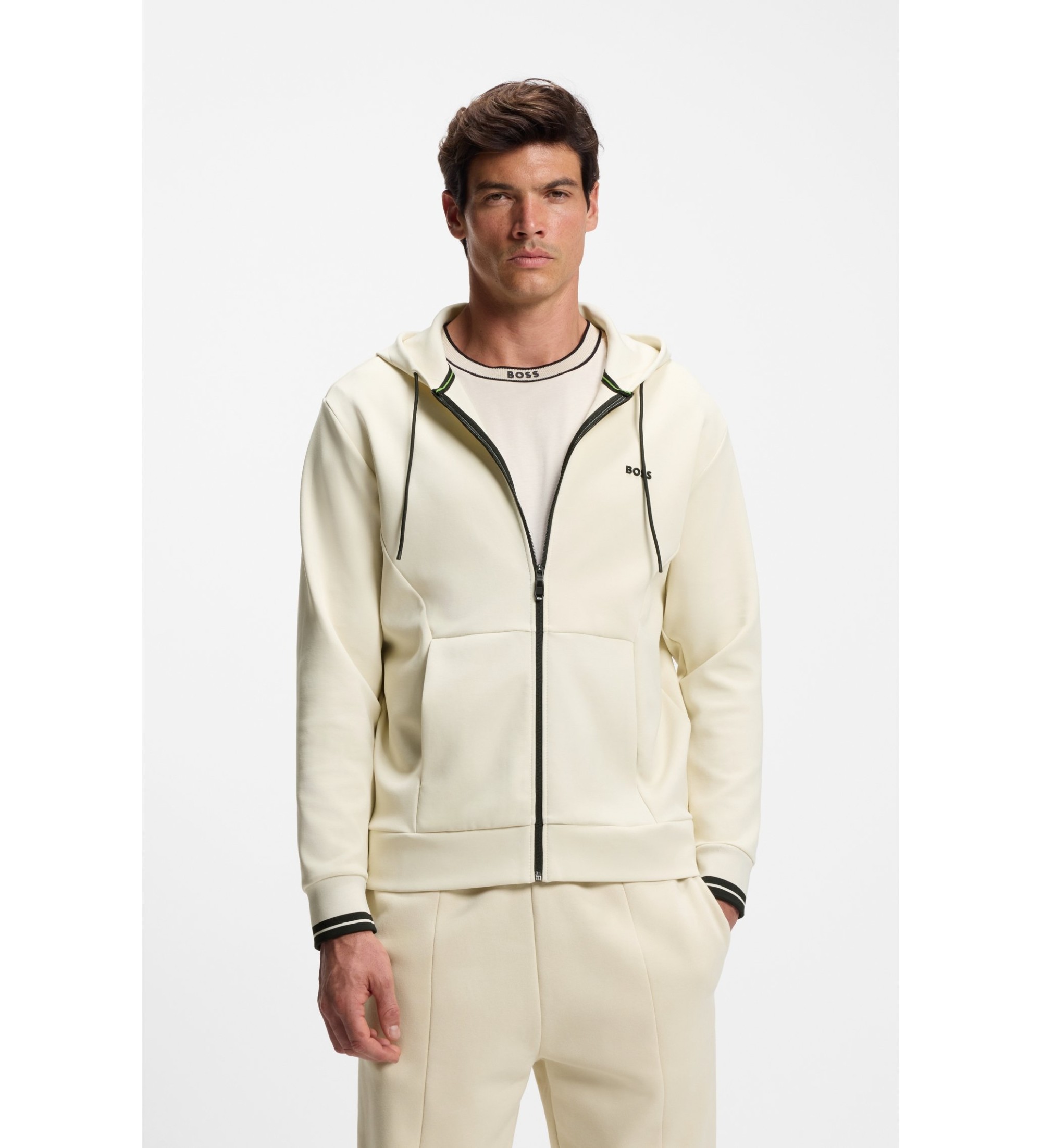 BOSS für Herren. 50542974 Zone Sweatshirt off-white (M), Weiß, Lässig, Baumwolle