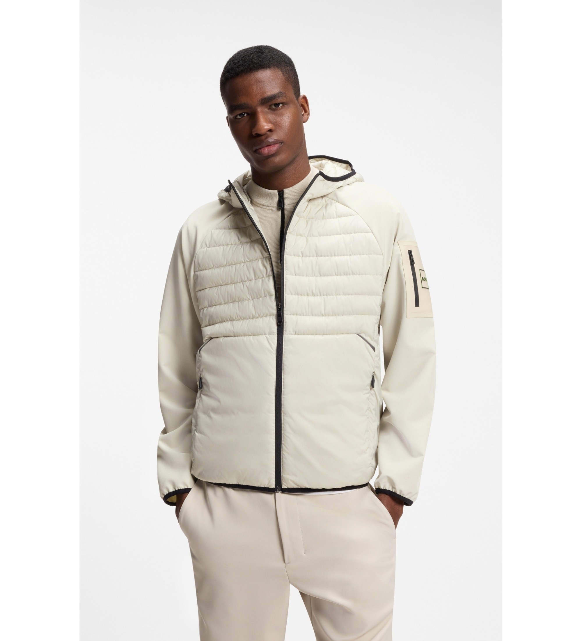 BOSSvoor mannen. 50541032 Urbanex Hybrid jas beige (XL), Casual, Polyester