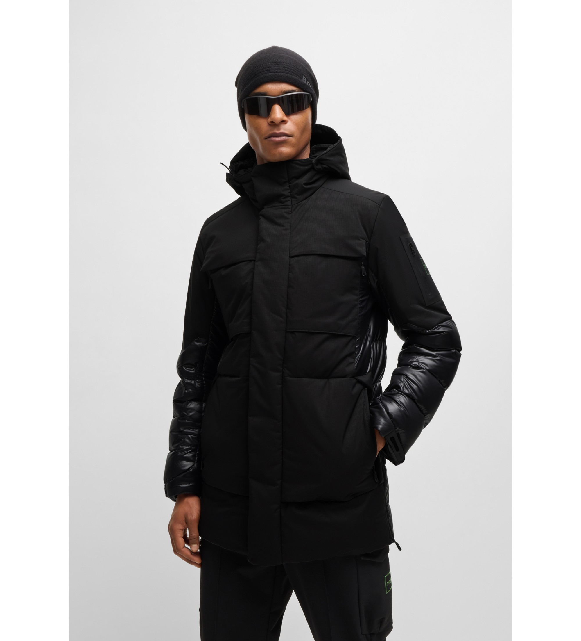 BOSS für Herren. 50515116 Eams Jacke schwarz (XL), Lässig, Polyamid