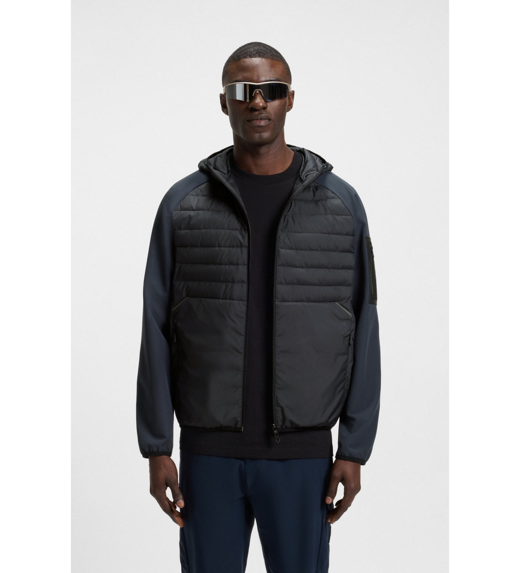 BOSS für Herren. 50541032 Urbanex Hybrid Jacke navy (XL), Lässig, Recyceltes Polyester, Marine