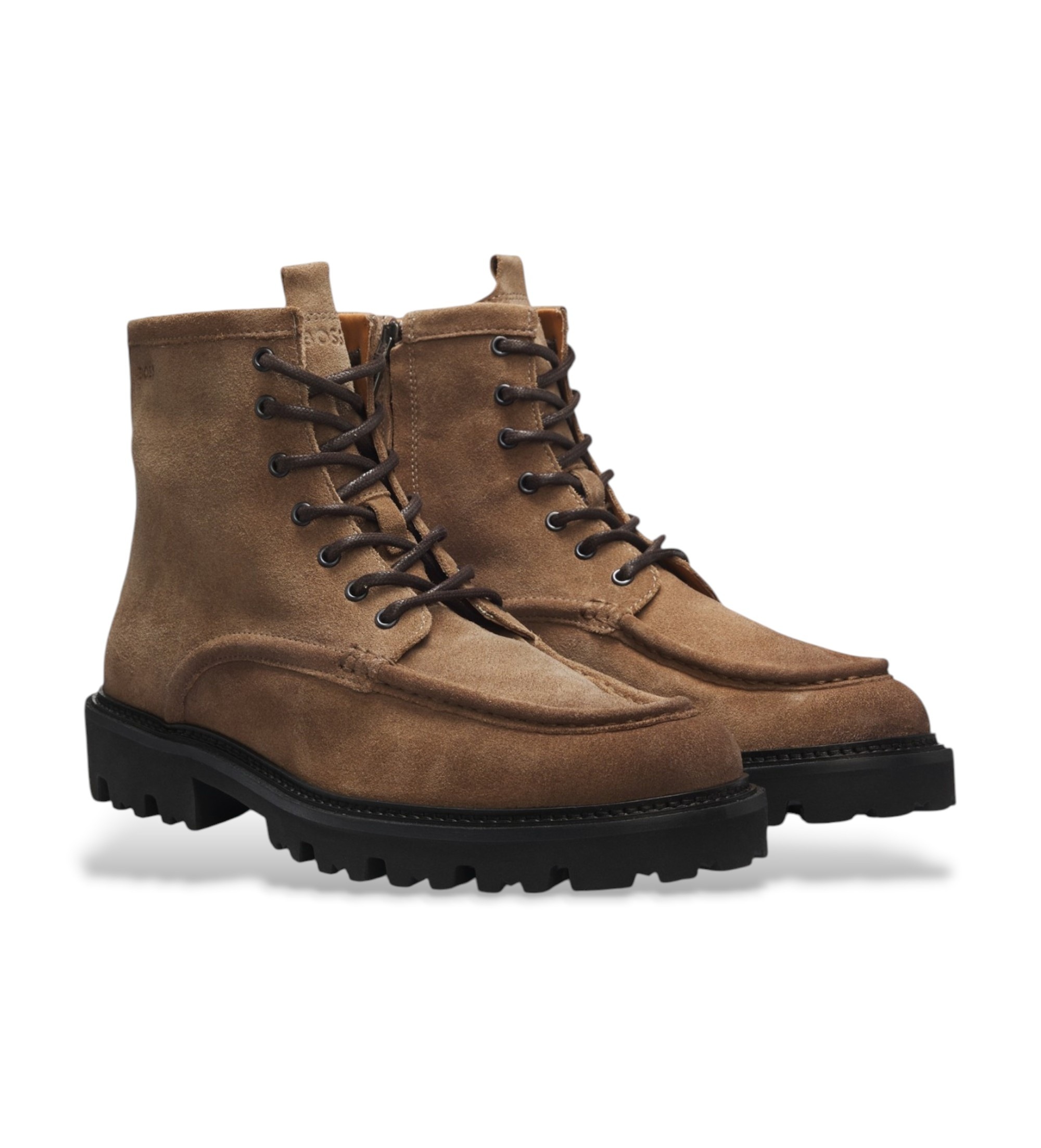 BOSS pour homme. 50573413 Bottes en cuir Julio Halb, couleur beige (42), Marron, Plat, Fermeture éclair, Casuel