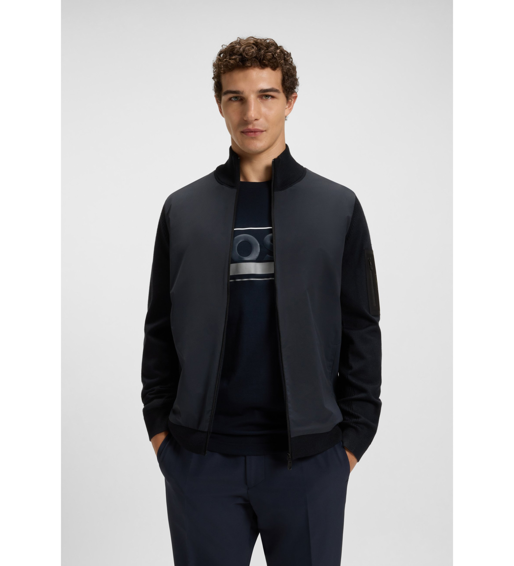 BOSS für Herren. 50541951 Momentum Pullover navy (M), Lässig, Polyester, Marine