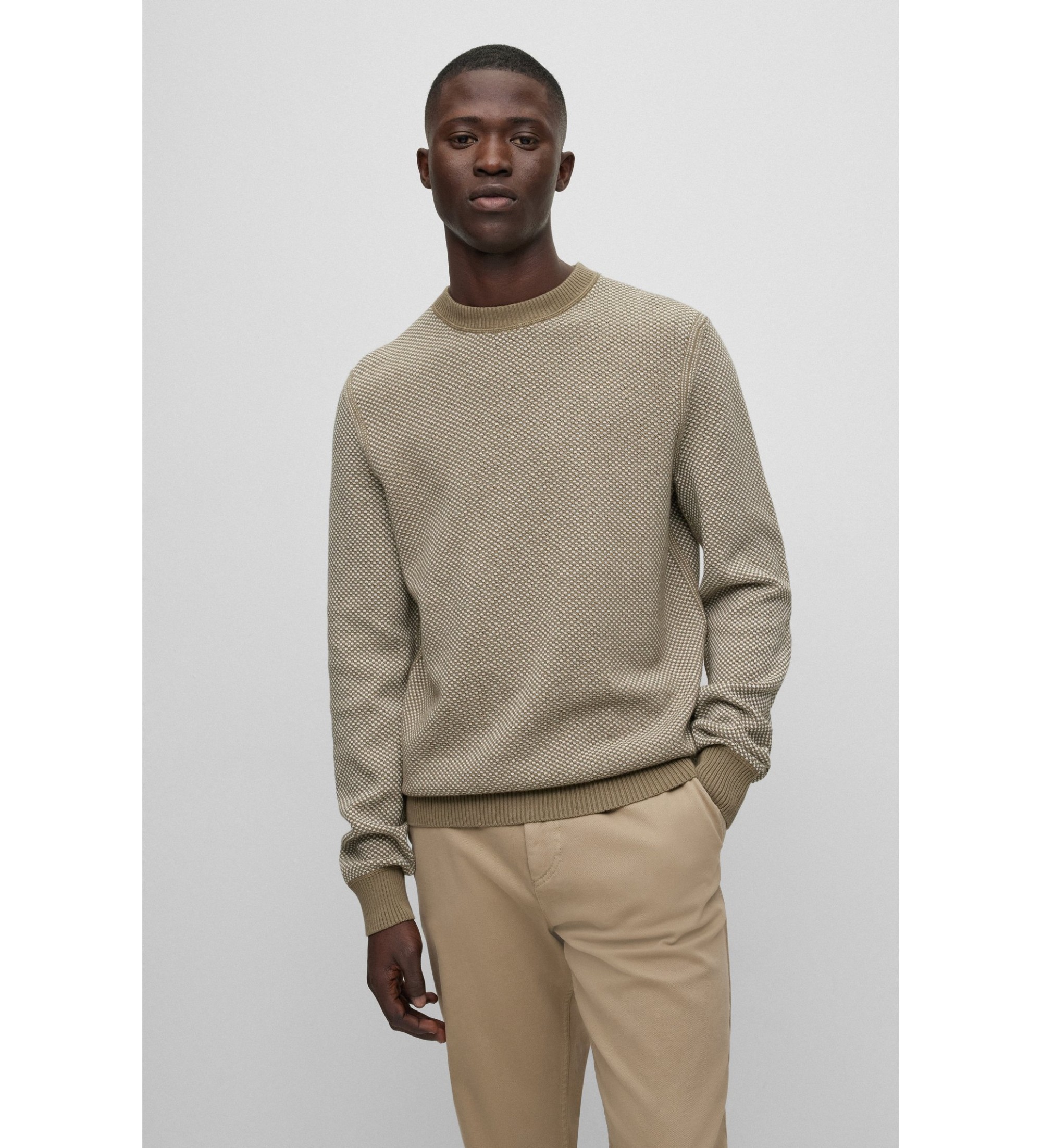 BOSS für Herren. 50494404 Klassischer grüner Pullover (M), Lässig, Synthetisch, Langarm