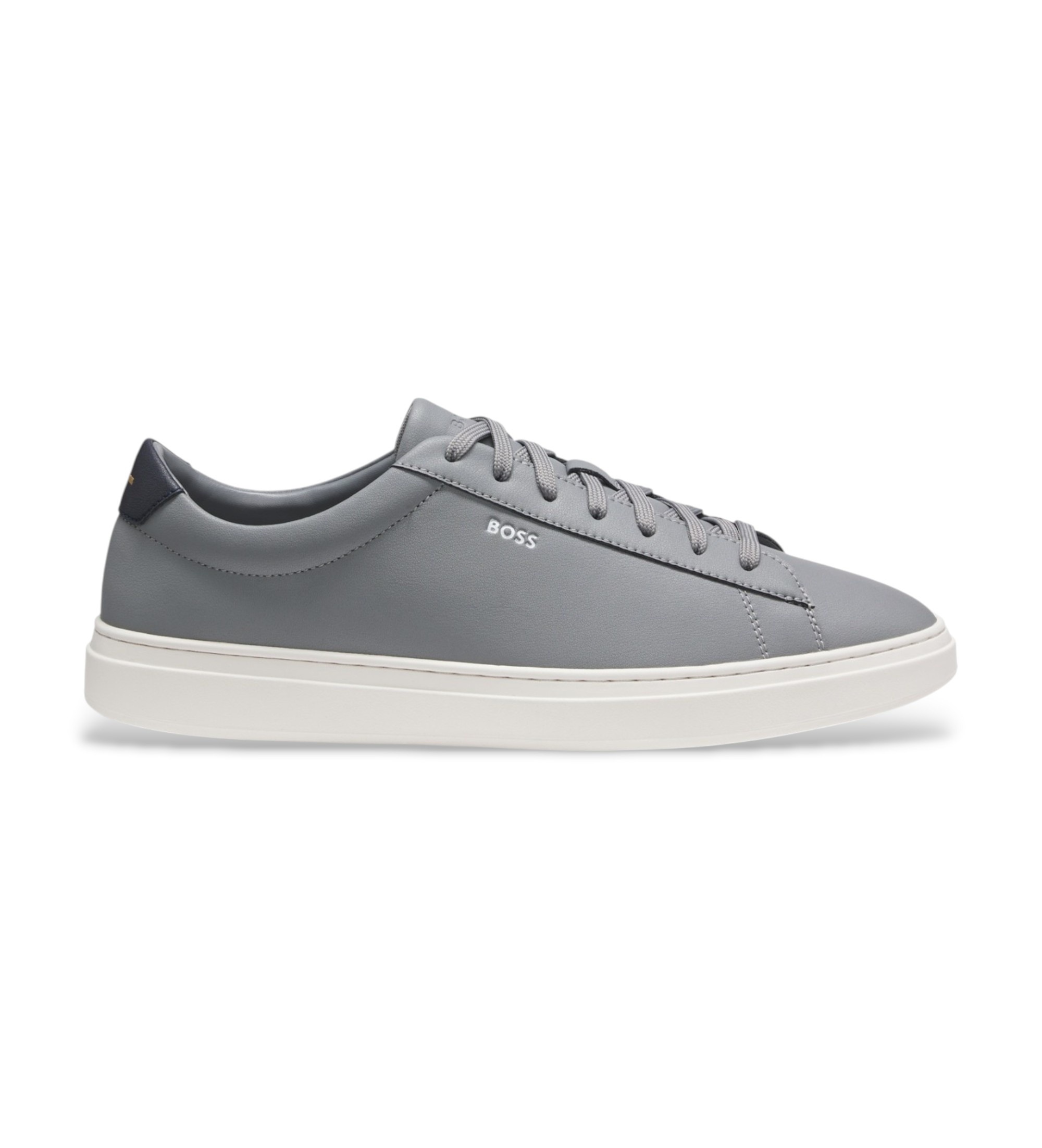 BOSS für Herren. 50552853 Kieran Tenn Sneaker aus grauem Leder (44), Wohnung, Schnürsenkel, Lässig