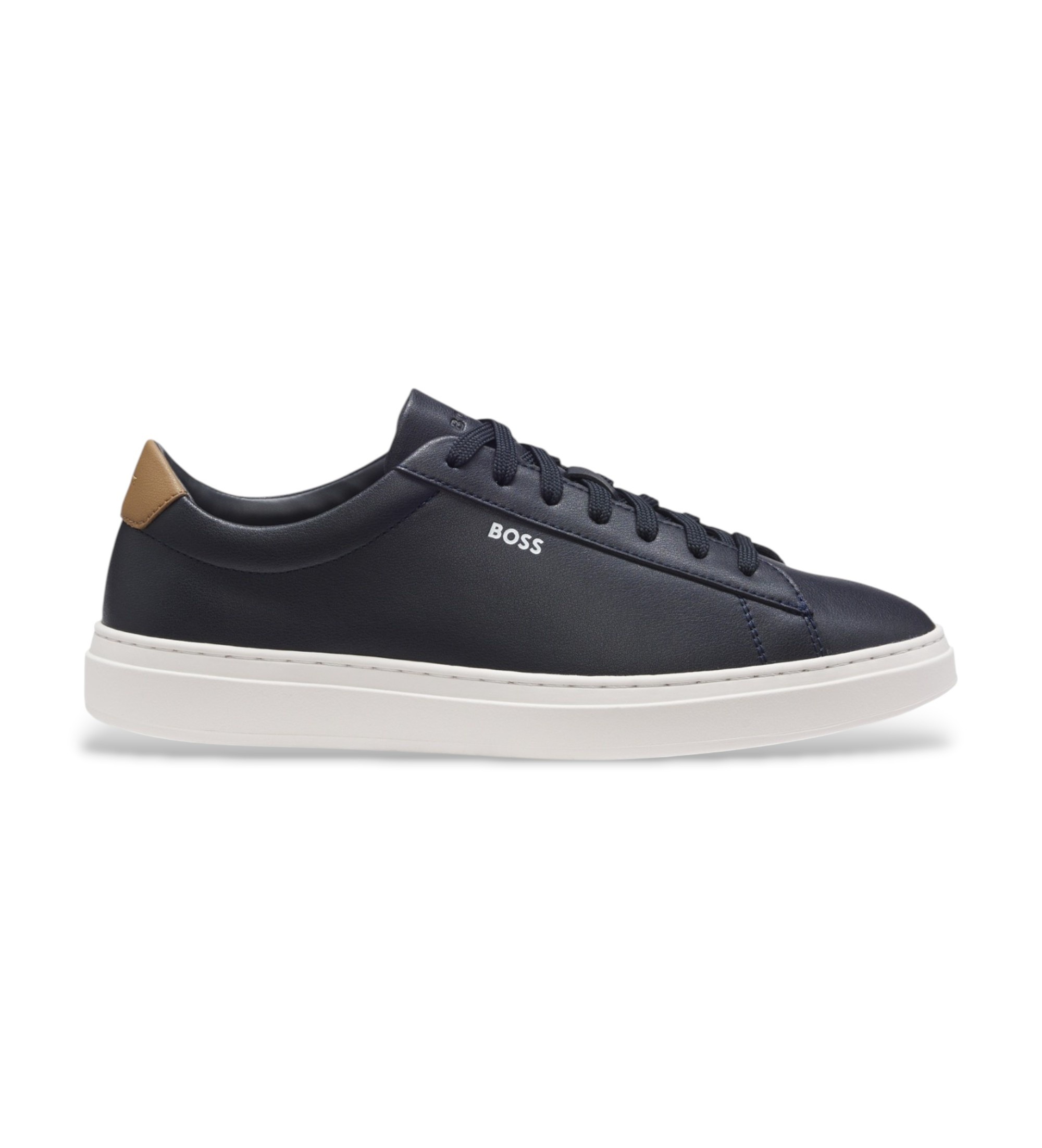 BOSS für Herren. 50552853 Kieran Tenn Ledersneaker marineblau (44), Wohnung, Schnürsenkel, Lässig