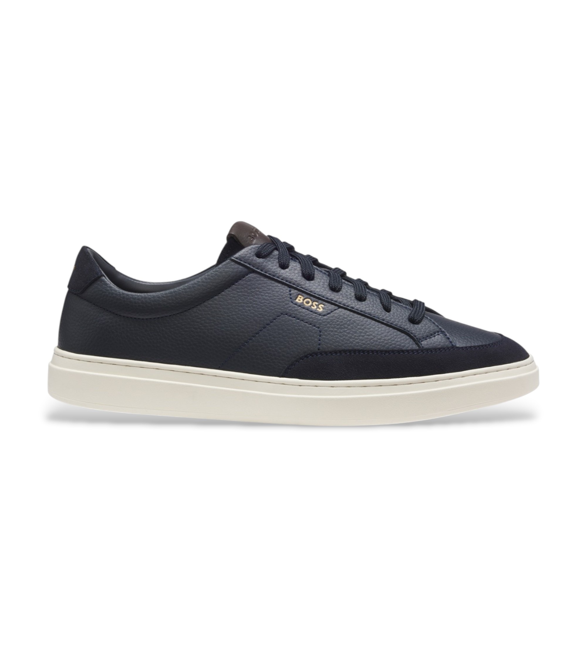 BOSS für Herren. 50568536 Kieran Tenn Leder-Sneaker in Marineblau (42), Wohnung, Schnürsenkel, Lässig