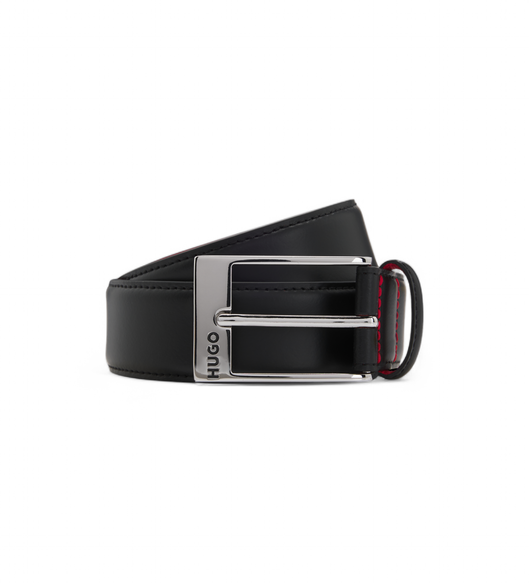 HUGO für Herren. 50541174 Specchio-Gürtel schwarz (100 cm), Lässig, Leder