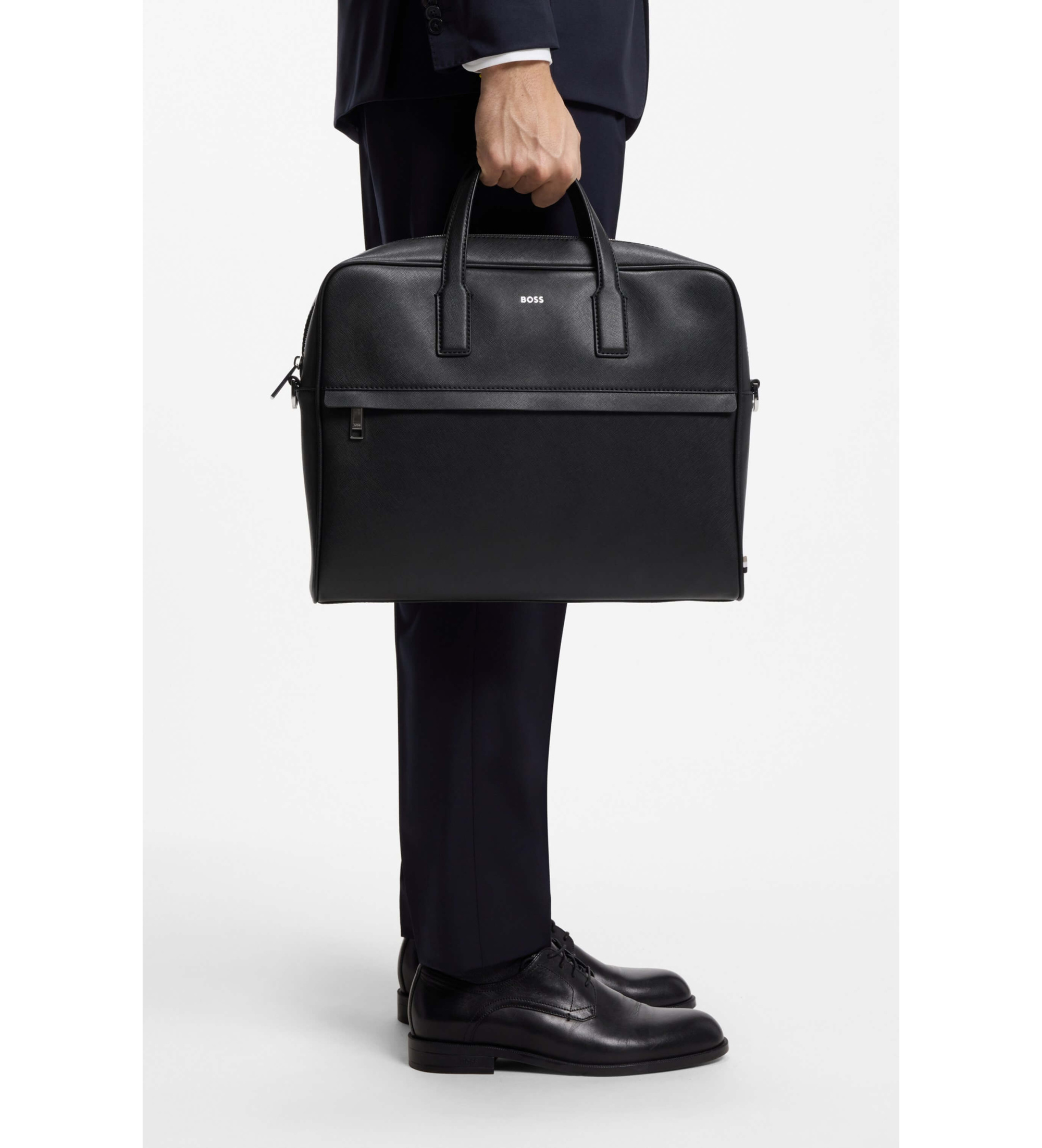 BOSS für Herren. 50483563 Schwarze Leder-Aktentasche Zair (OSFA), Lässig, Klassisch