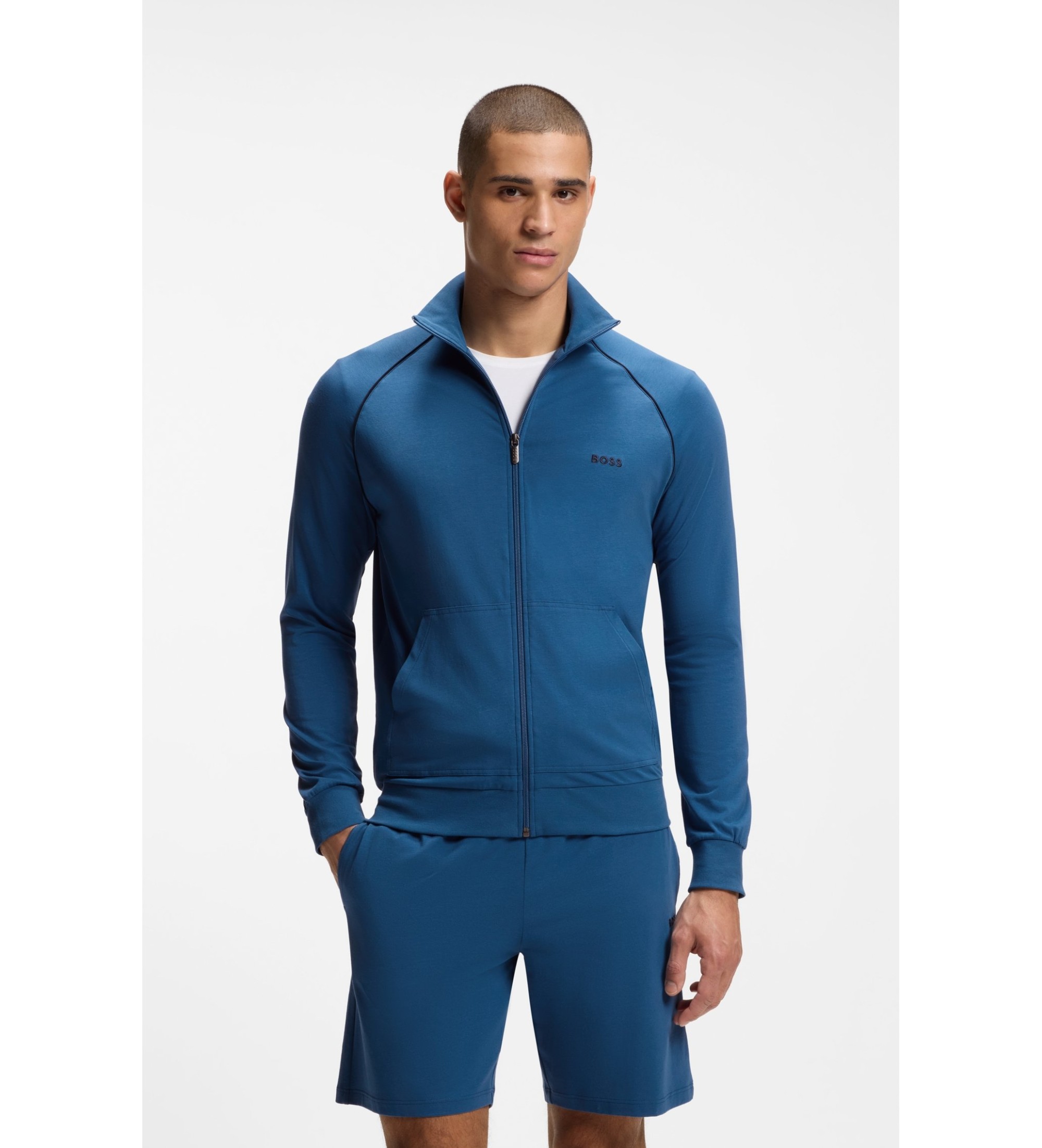 BOSS für Herren. 50515307 Elastische Baumwolljacke blau (L), Lässig, Baumwolle, Langarm