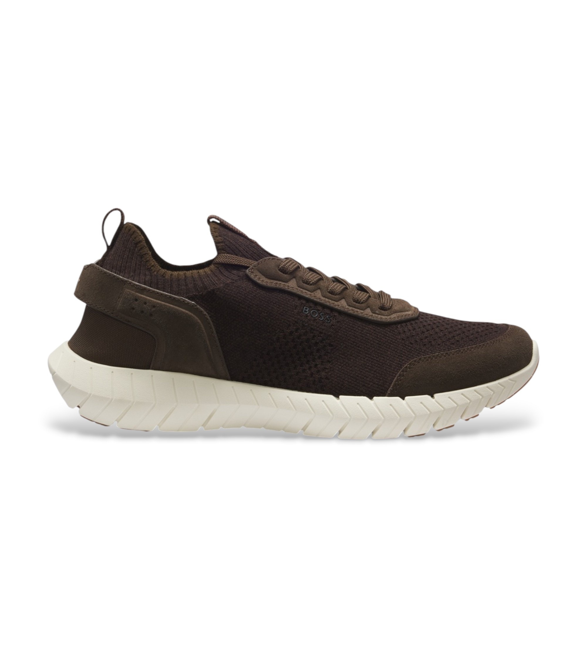 BOSS für Herren. 50573561 Motion Knit Sneaker dunkelbraun (40), Wohnung, Schnürsenkel, Lässig