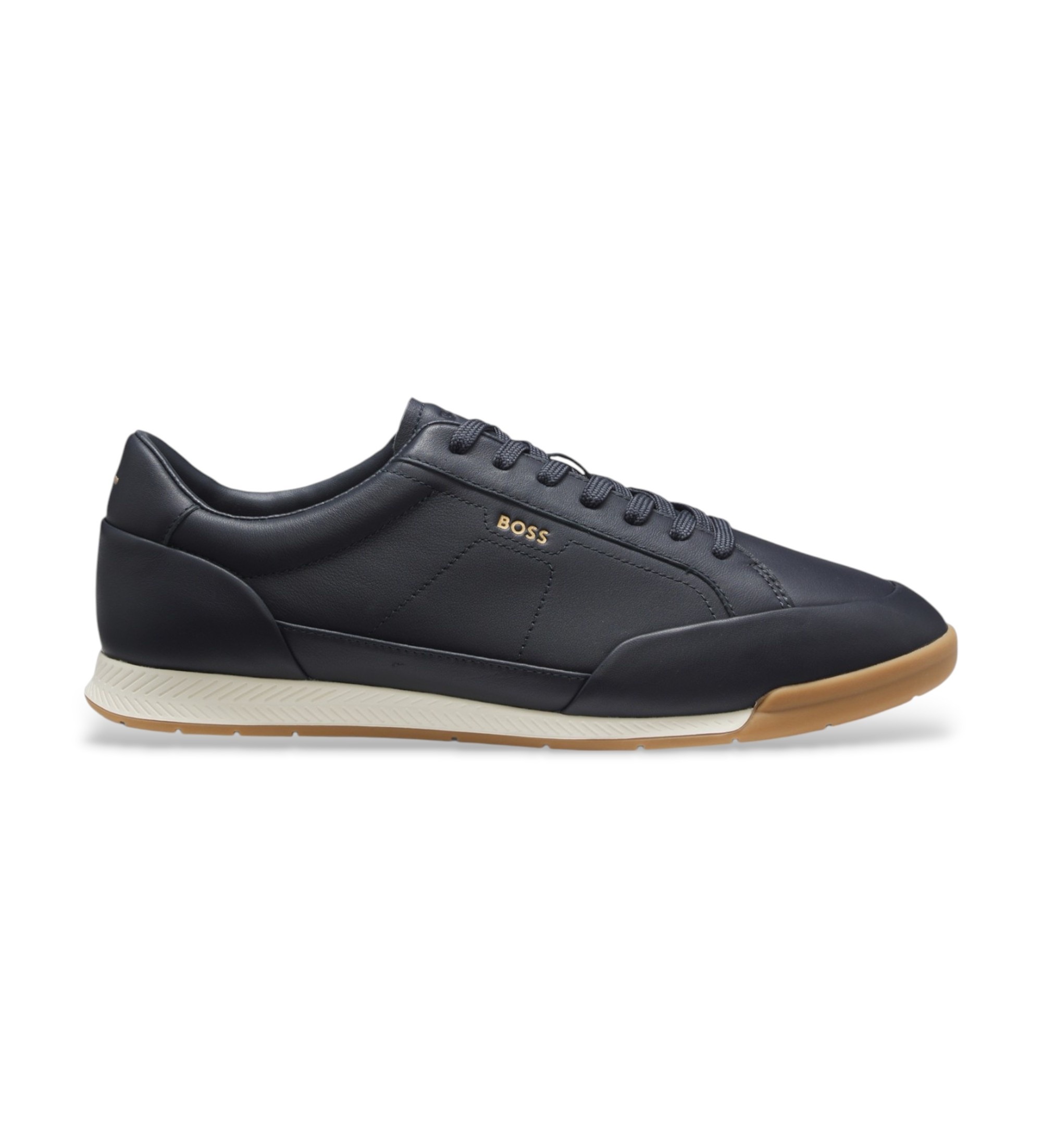 BOSS für Herren. 50568493 Nitan Lowp Ledersneaker marineblau (39), Wohnung, Schnürsenkel, Lässig