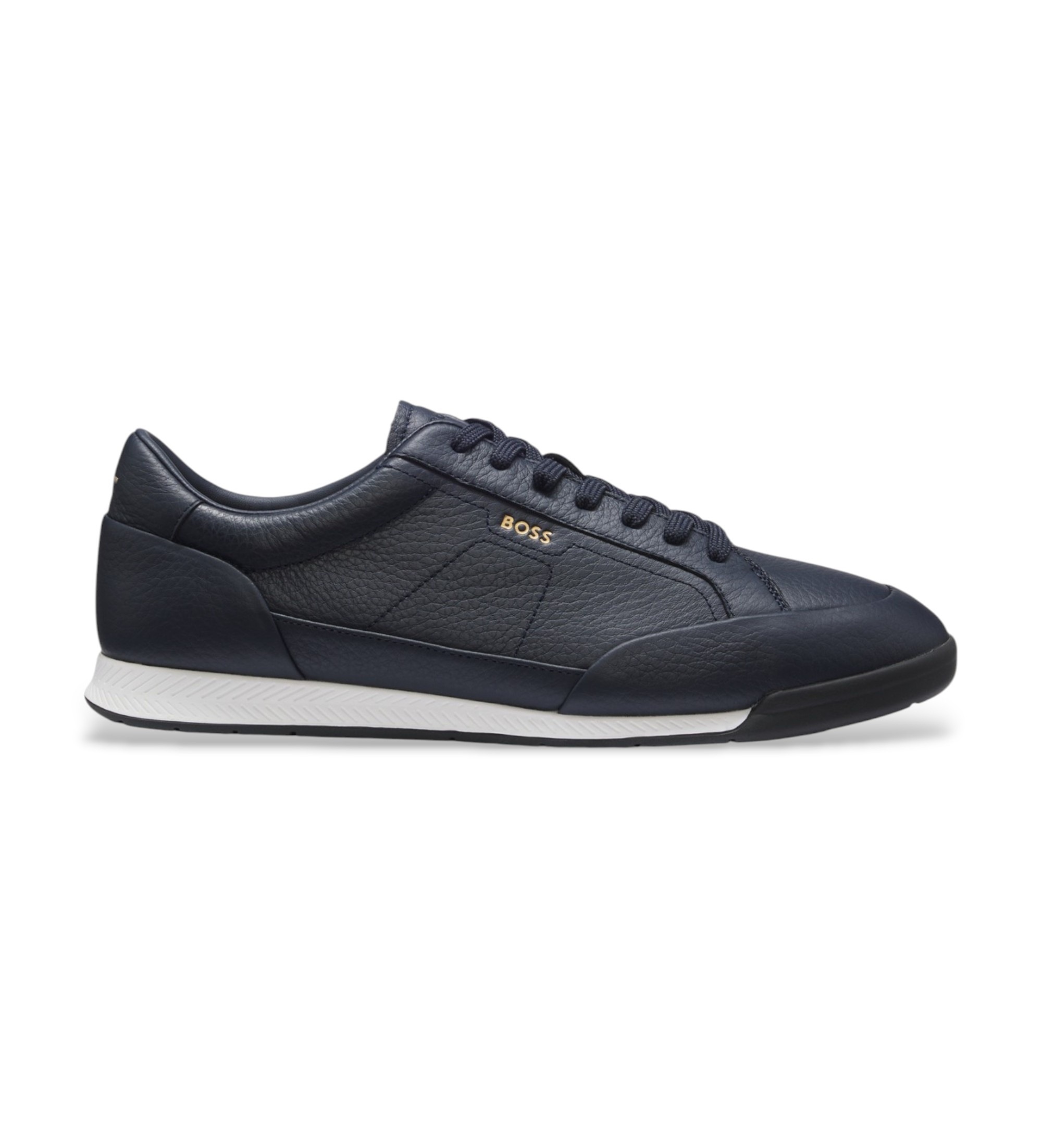 BOSS für Herren. 50574126 Nitan Lowp Ledersneaker in Marineblau (40), Wohnung, Schnürsenkel, Lässig