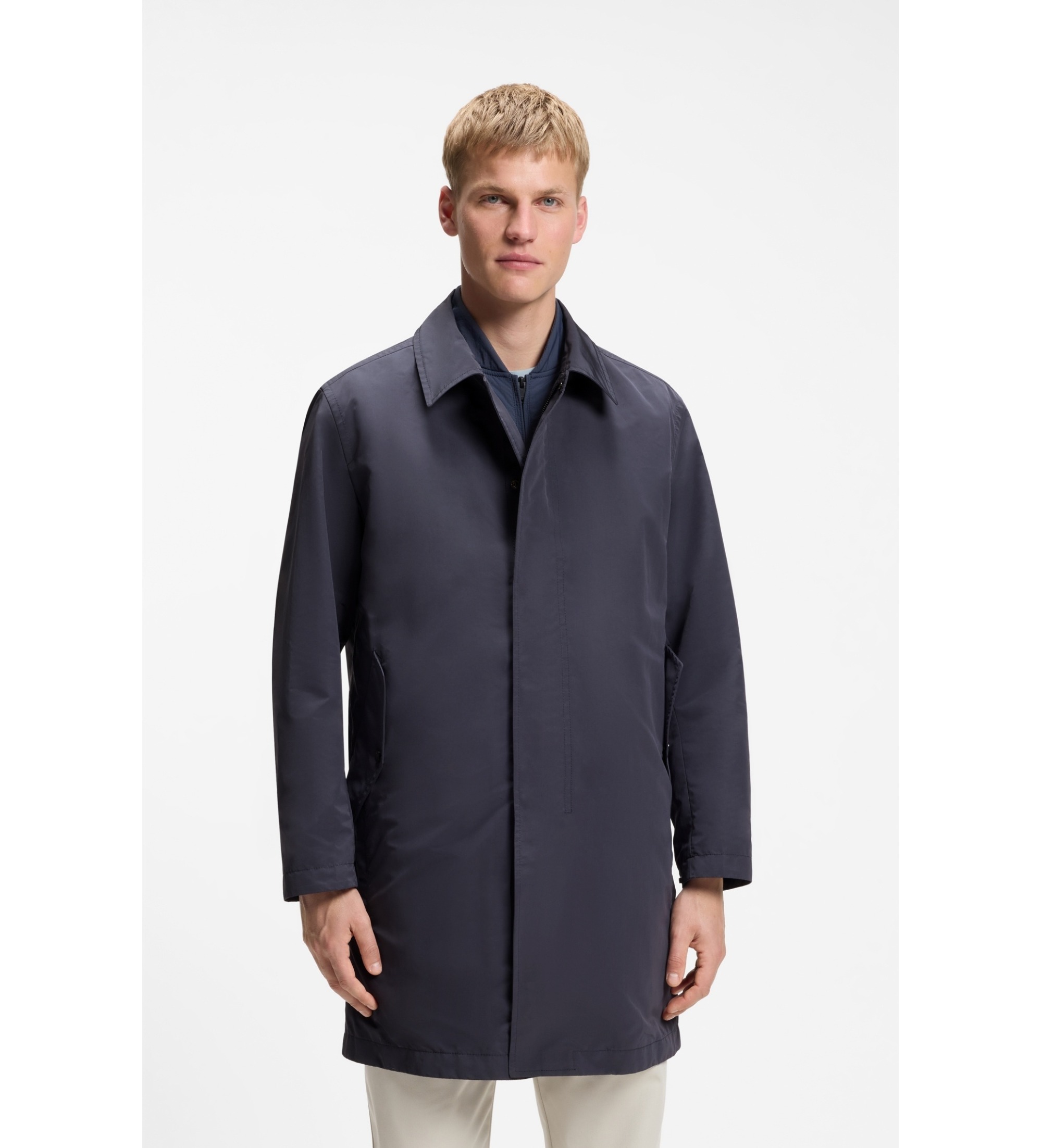 BOSS für Herren. 50562427 Mantel Ofine marineblau (52), Lässig, Polyester